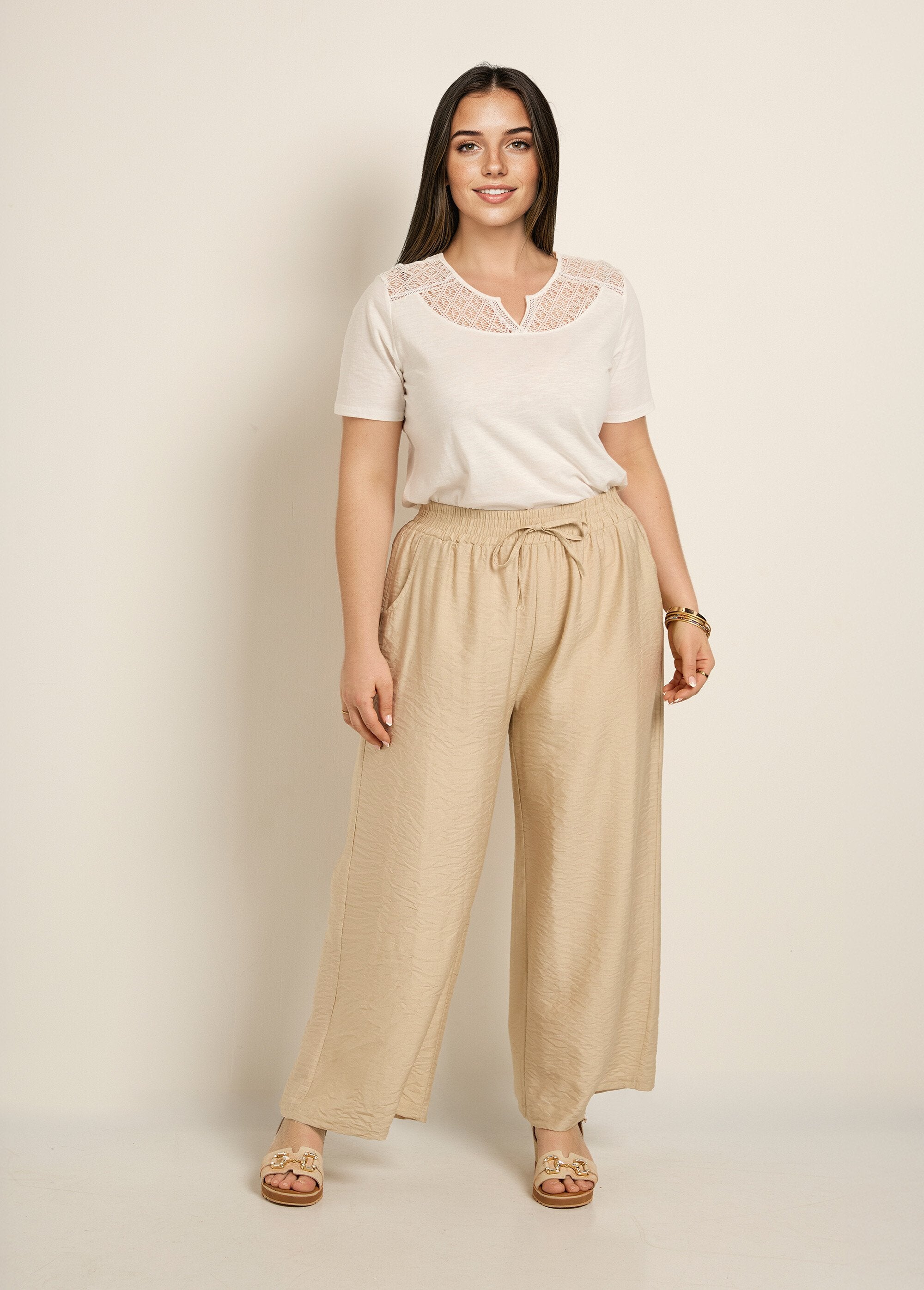 Pantalon_large_taille_élastiquée,_uni_Beige_SF1_curvy