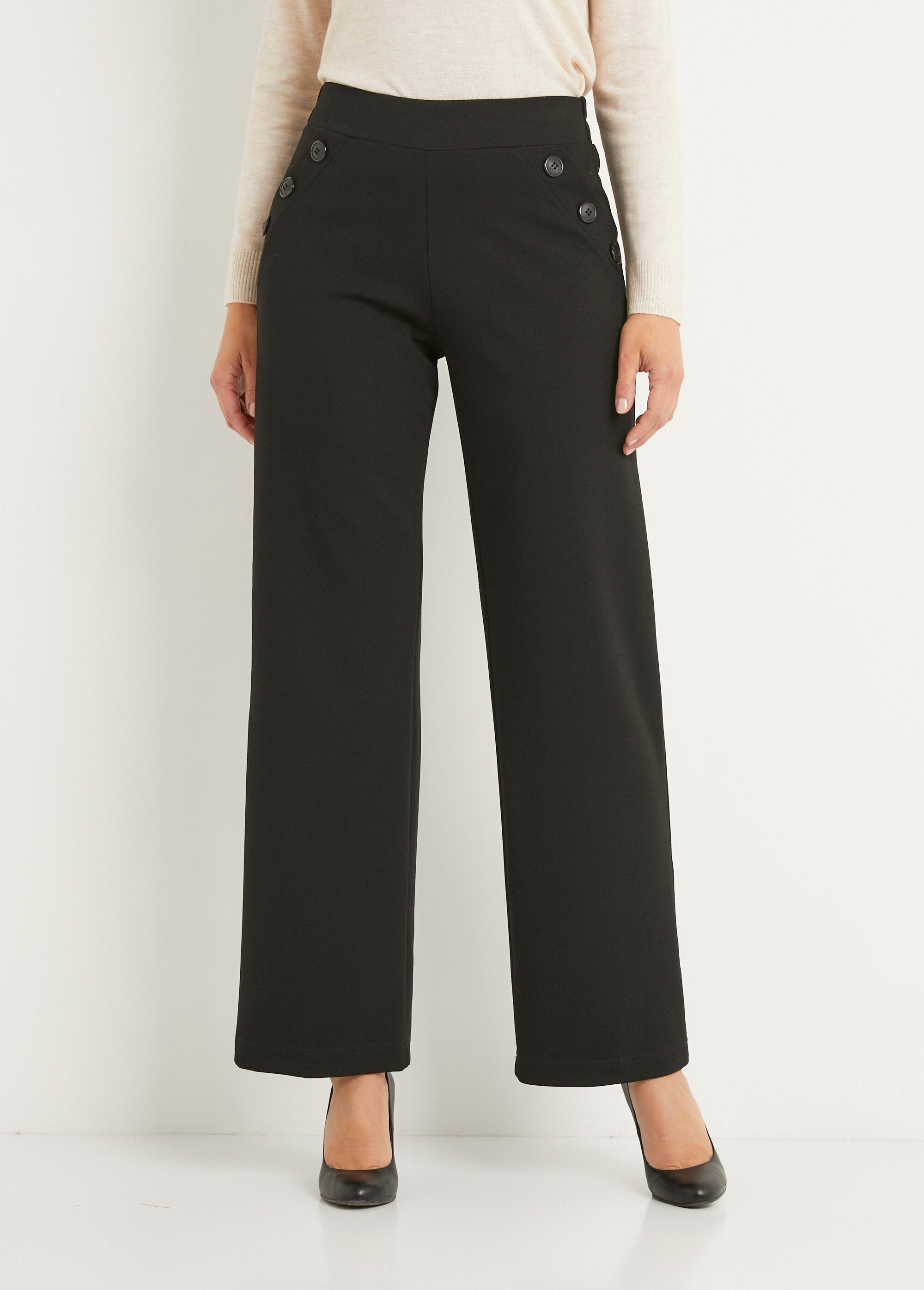 Semi-elastische_broek_met_wijde_pijpen,_effen_Noir_FA1_slim