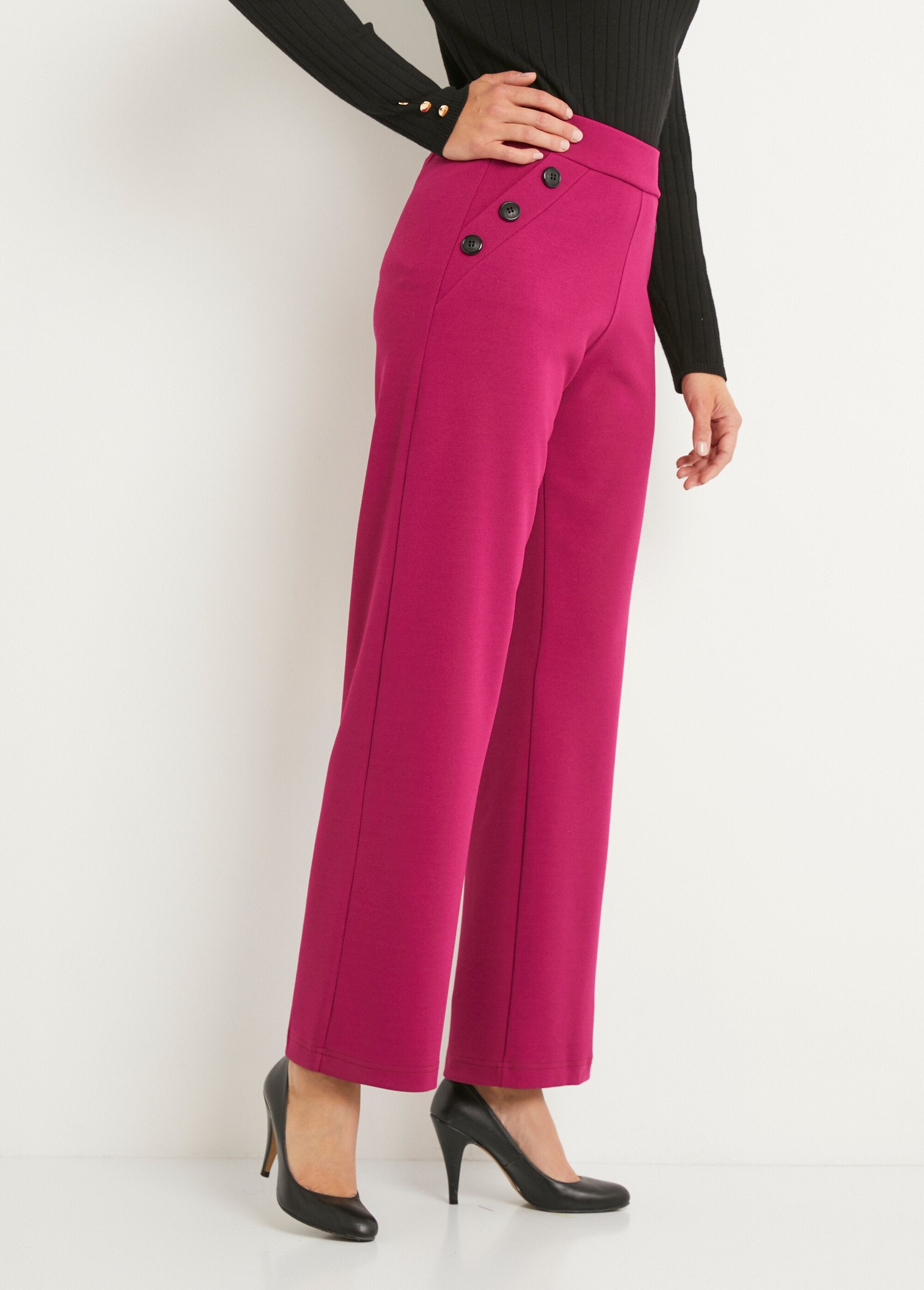 Semi-elastische_broek_met_wijde_pijpen,_effen_Cassis_DR1_slim