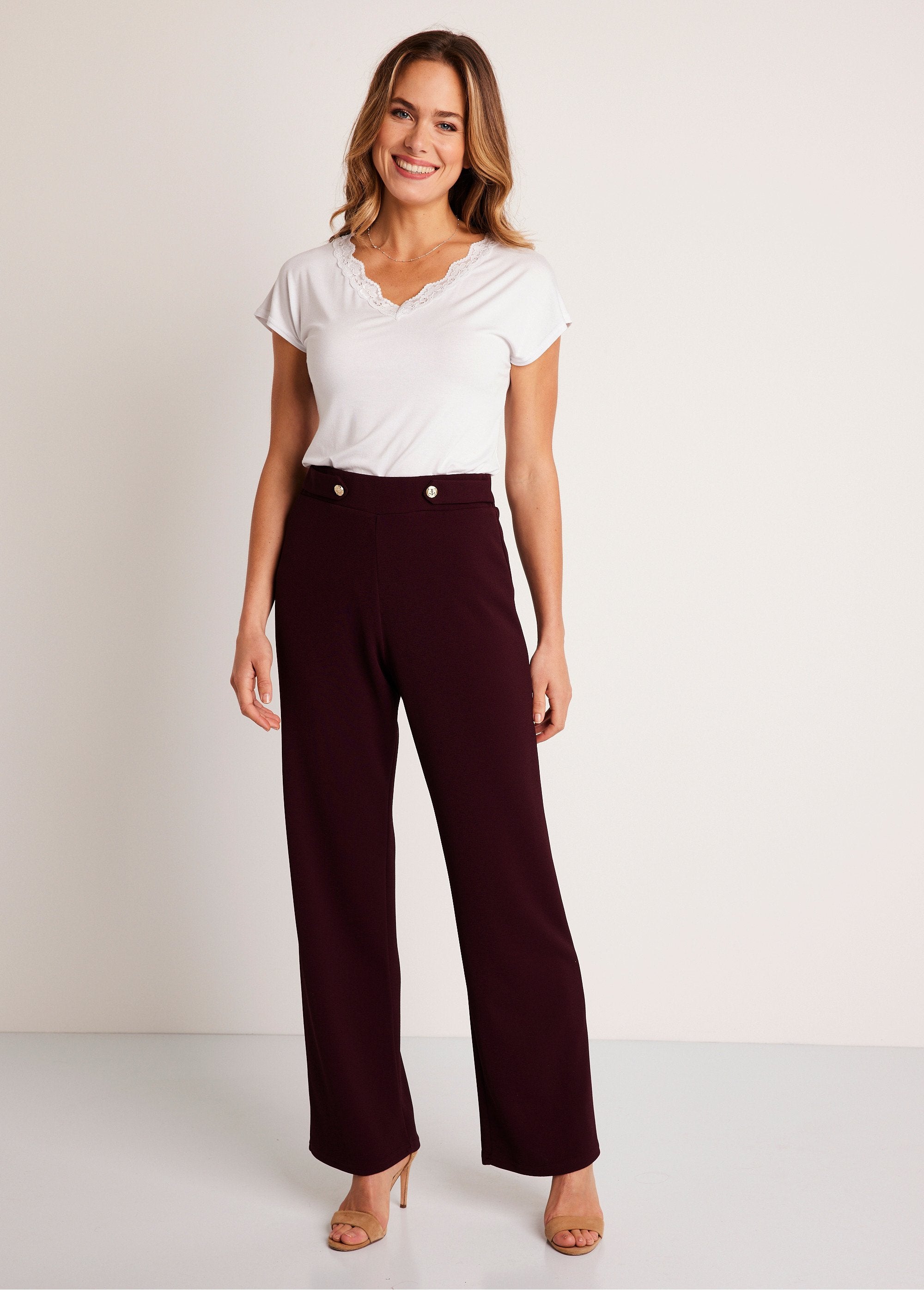 Effen_broek_met_wijde_pijpen_en_semi-elastische_tailleband_Pruim_SF1_slim