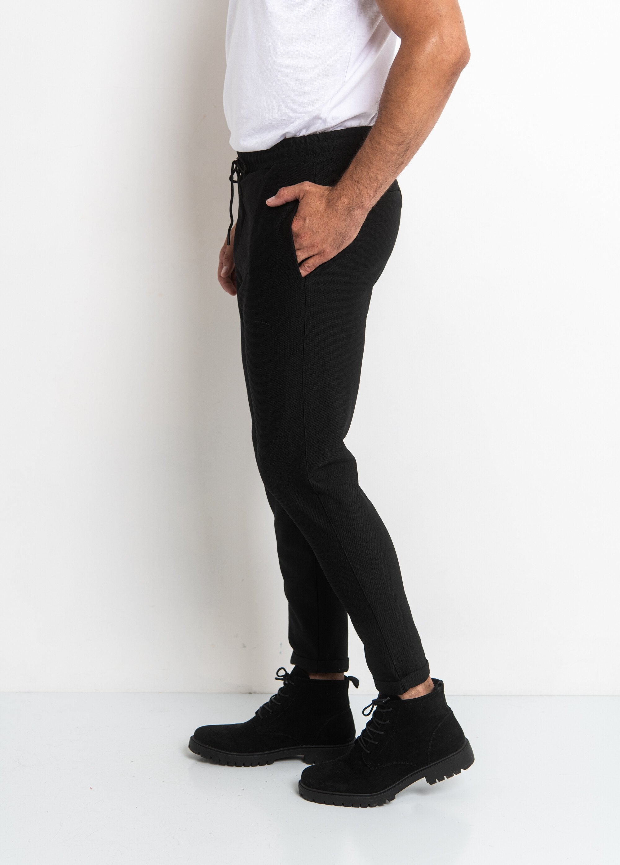 Piqué_gebreide_broek,_slim_fit_Noir_GA1_slim