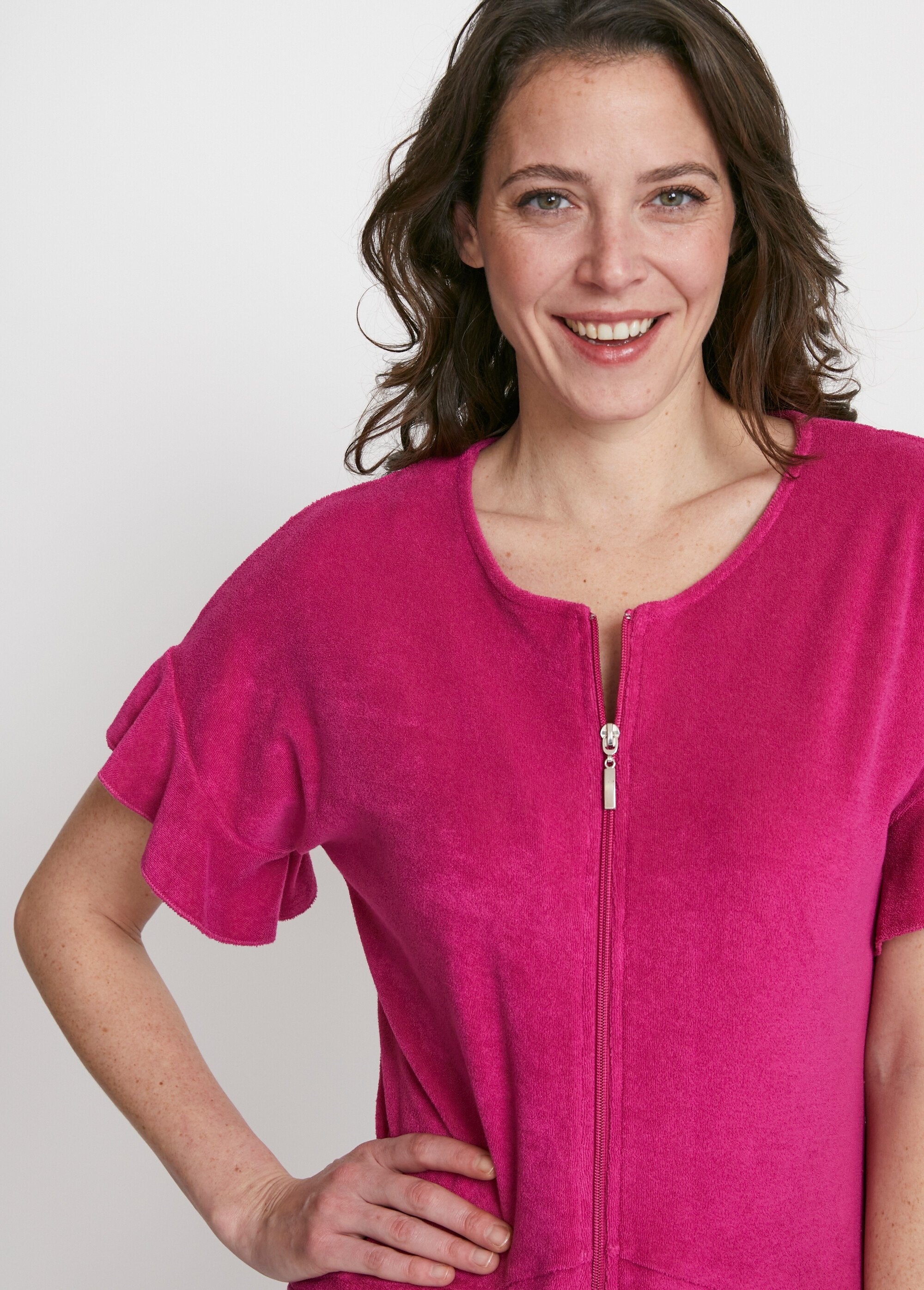 Effen_katoenen_badjas_met_ritssluiting_Fuchsia_DE1_slim