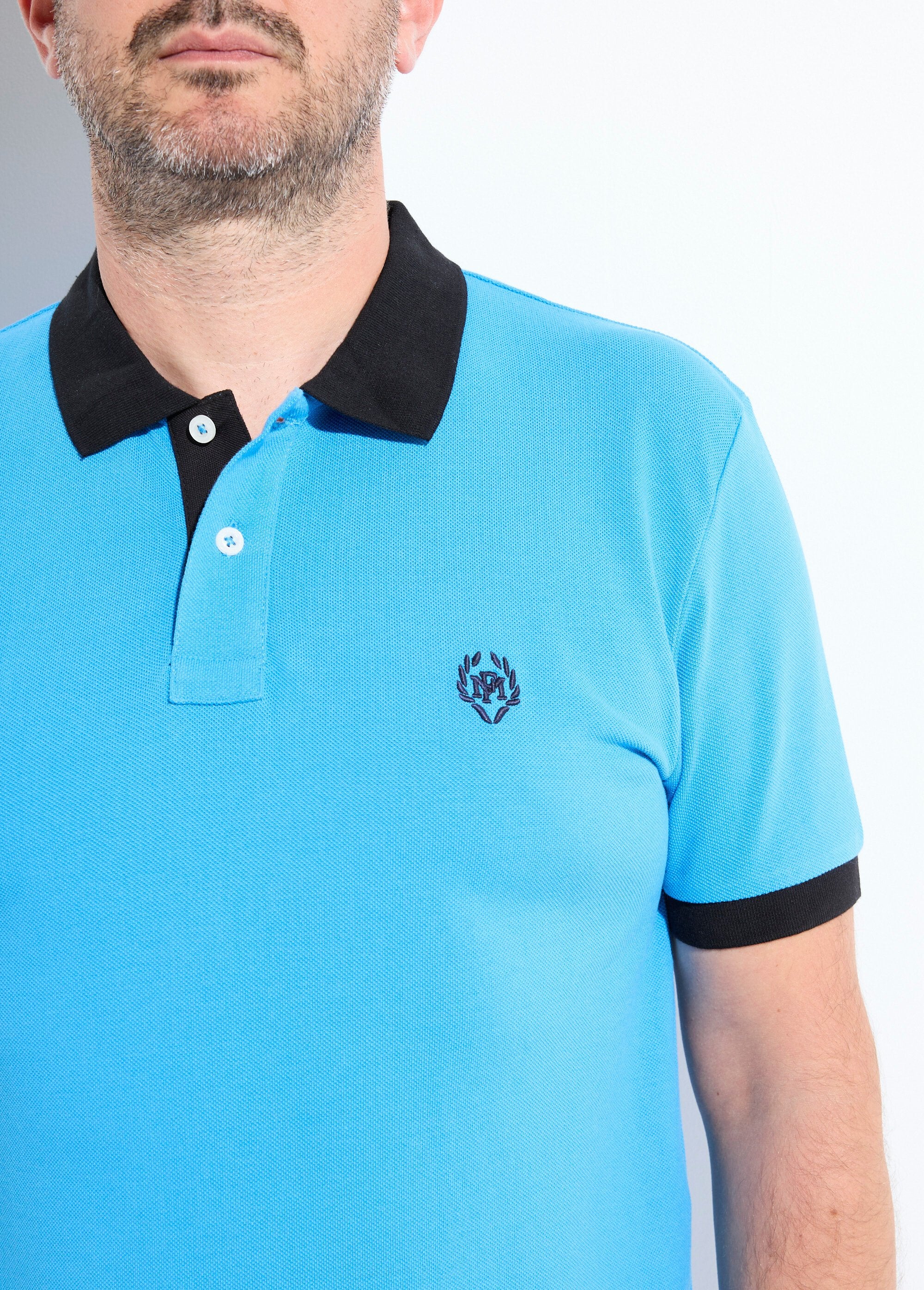 Herenpolo_met_contrasterende_kraag_en_mouwen_Bleu_DE1_slim