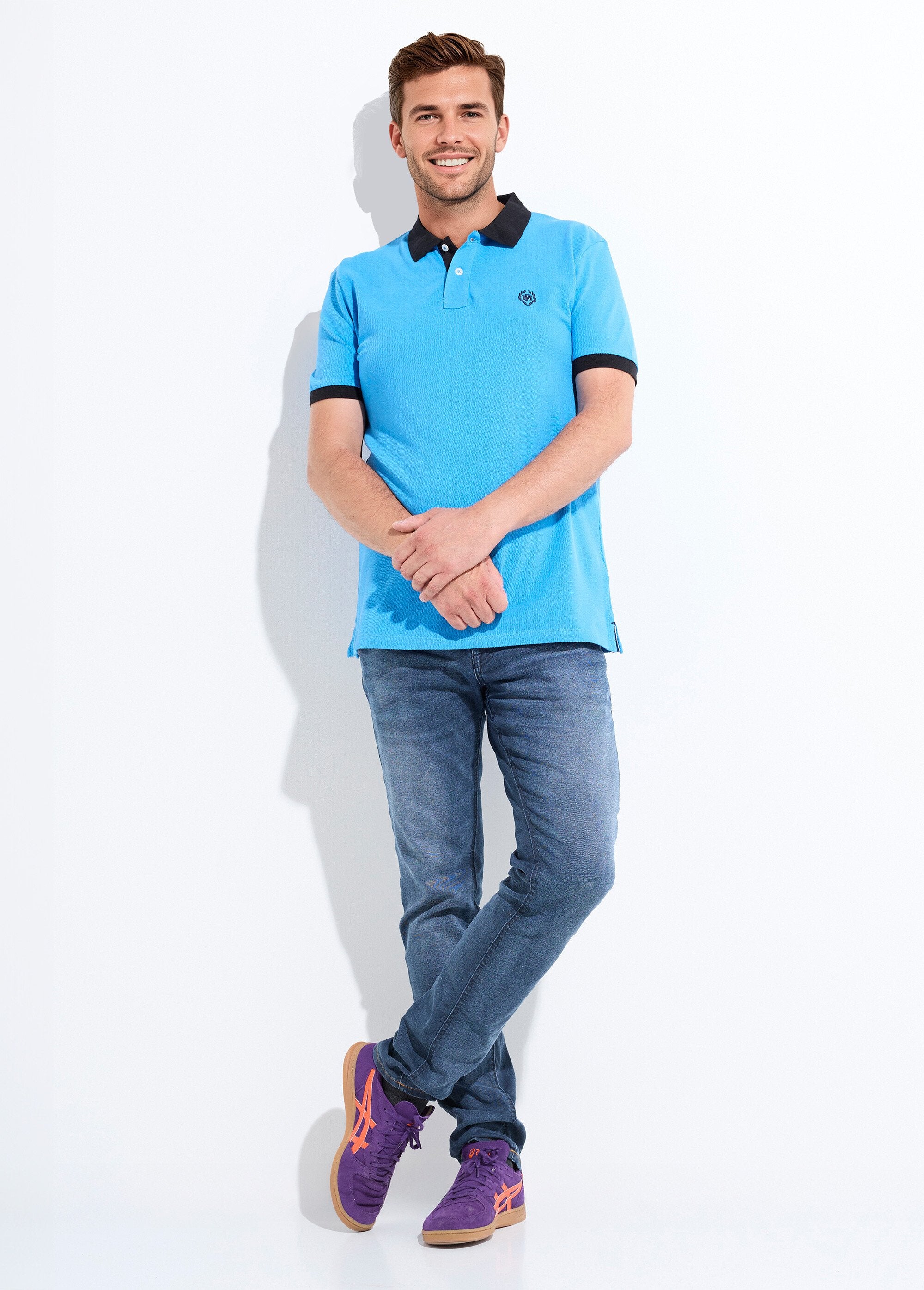 Herenpolo_met_contrasterende_kraag_en_mouwen_Bleu_SF1_slim