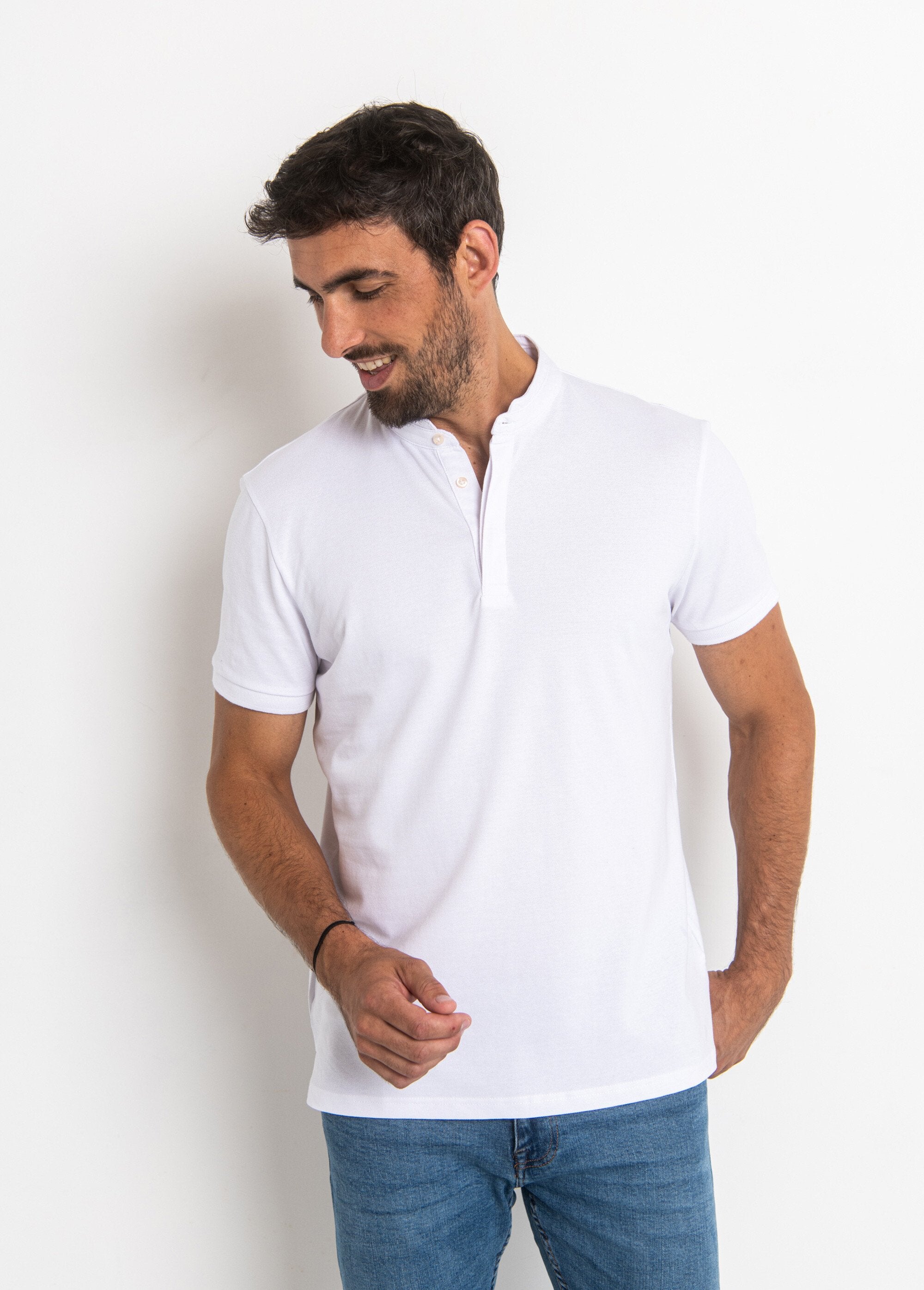 Poloshirt_met_korte_mouwen_en_Mao_kraag_Blanc_FA1_slim