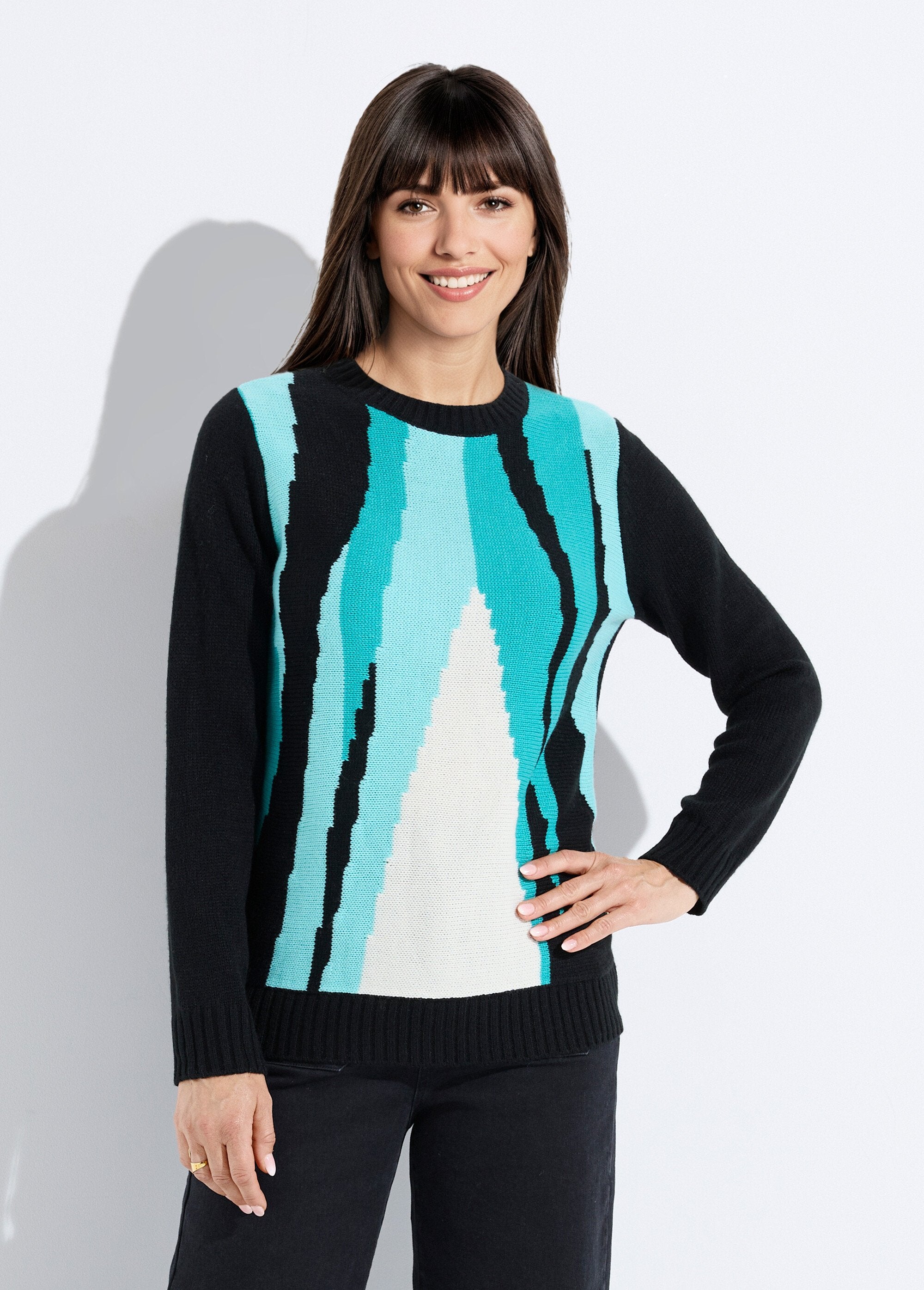 Warme,_grafische_jacquard_trui_met_ronde_hals_Noir_et_aqua_FA1_slim