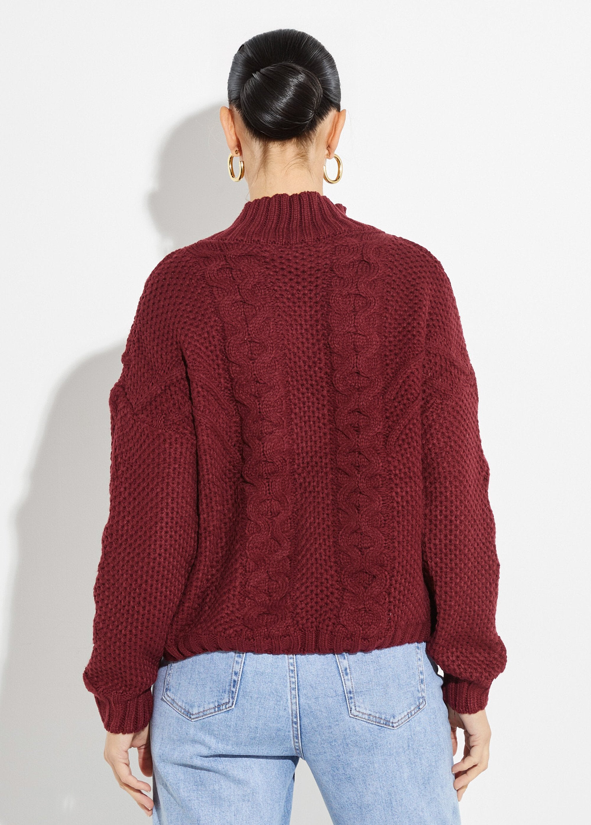 Pull_col_montant,_jeux_maille_fantaisie_Bordeaux_DO1_slim