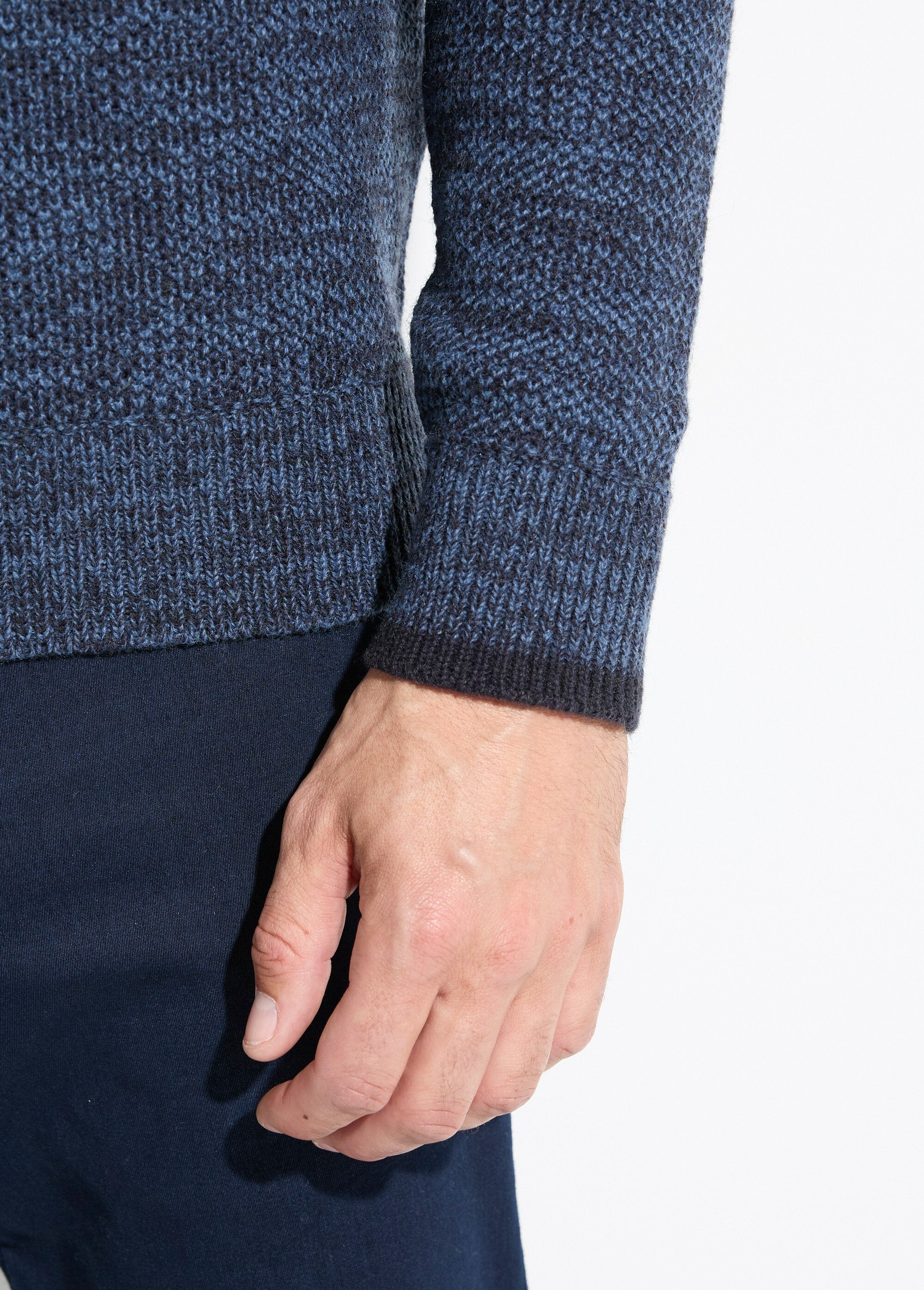 Pull_col_montant_zippé_maille_chinée_laine_Bleu_DE2_slim