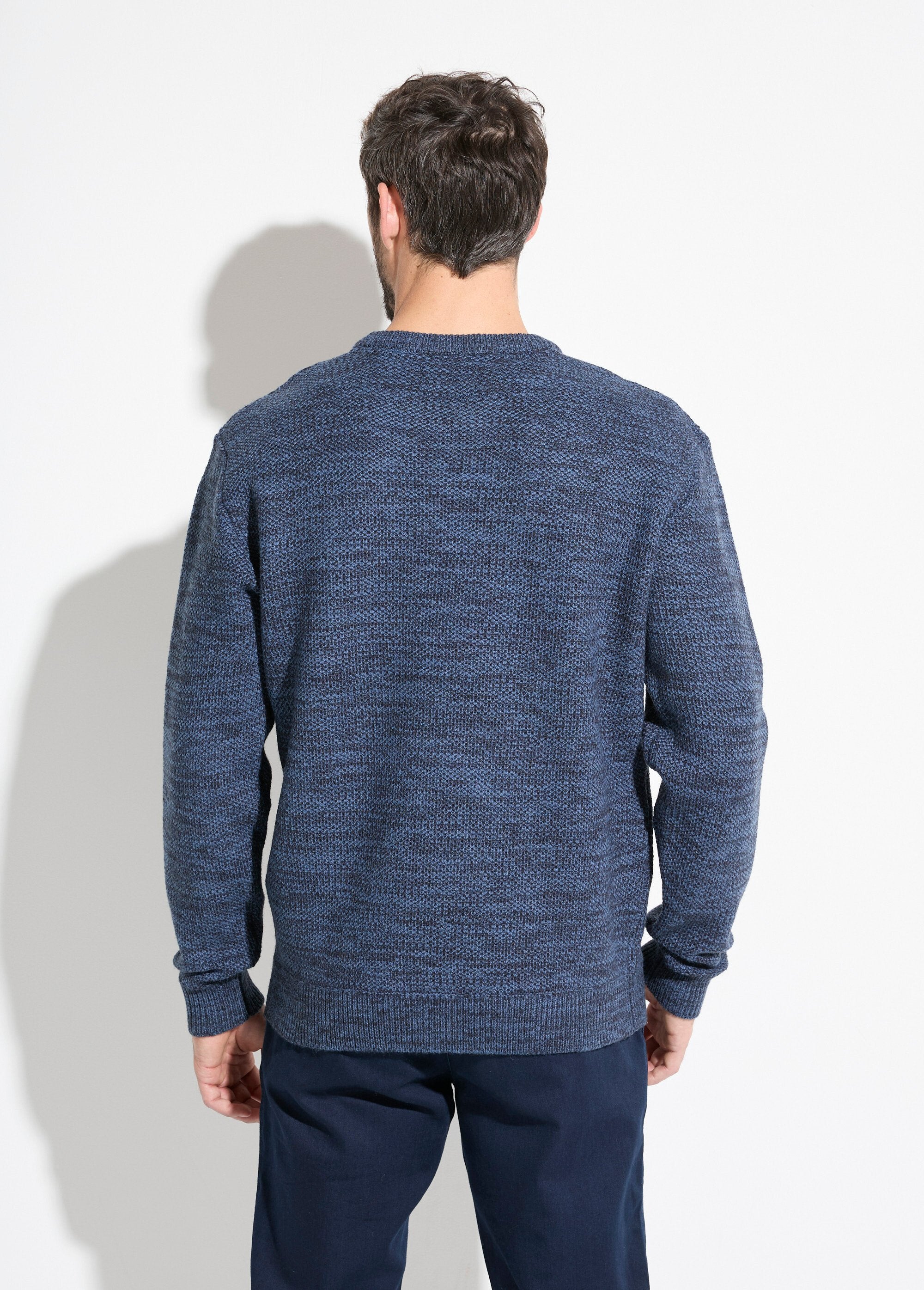 Trui_met_ronde_hals_van_gevlekte_gebreide_wol,_lange_mouwen_Bleu_DO1_slim
