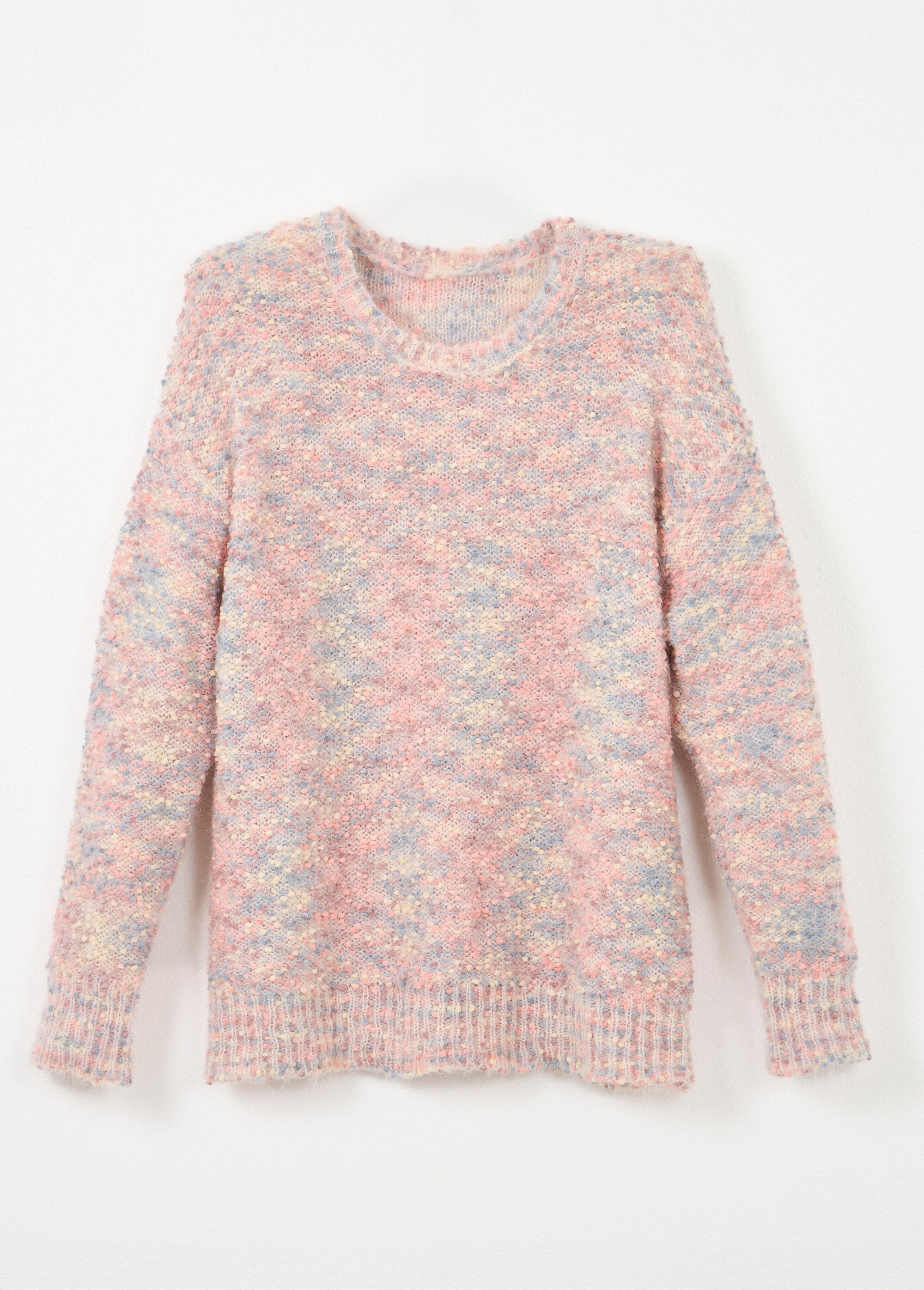 Zachte_trui_met_ronde_hals_in_meerkleurig_kogelbreisel_Chine_rose_AP1_slim