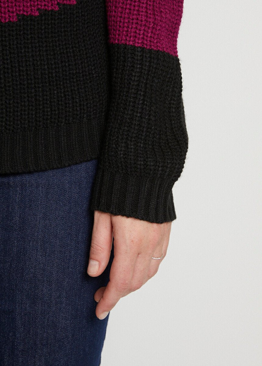 Pull_graphique_mailles_perlée_et_poilue_Bleu_et_fuchsia_DE2_slim