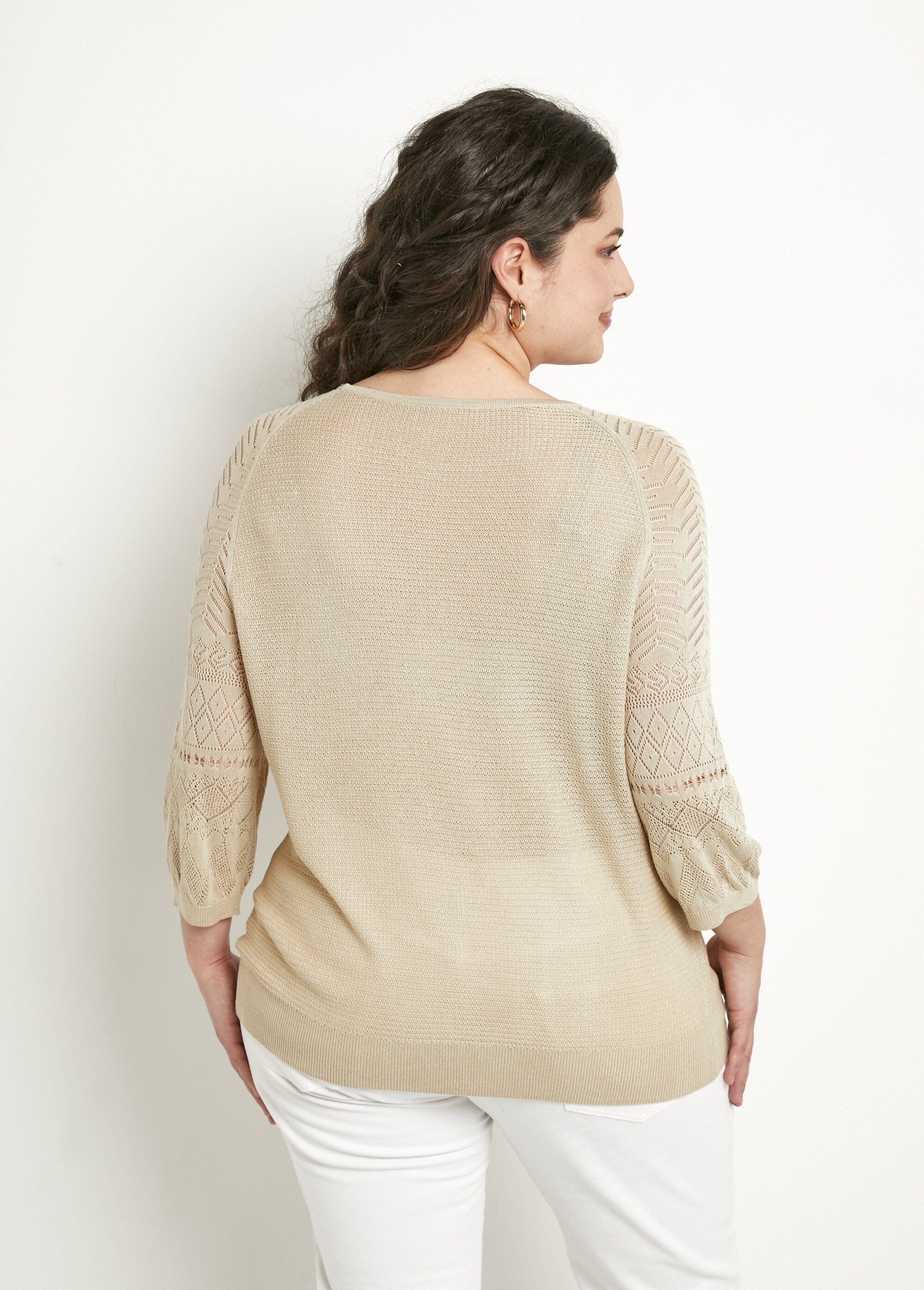 Pull_léger_manches_3/4_raglan_col_rond_Beige_DO1_curvy