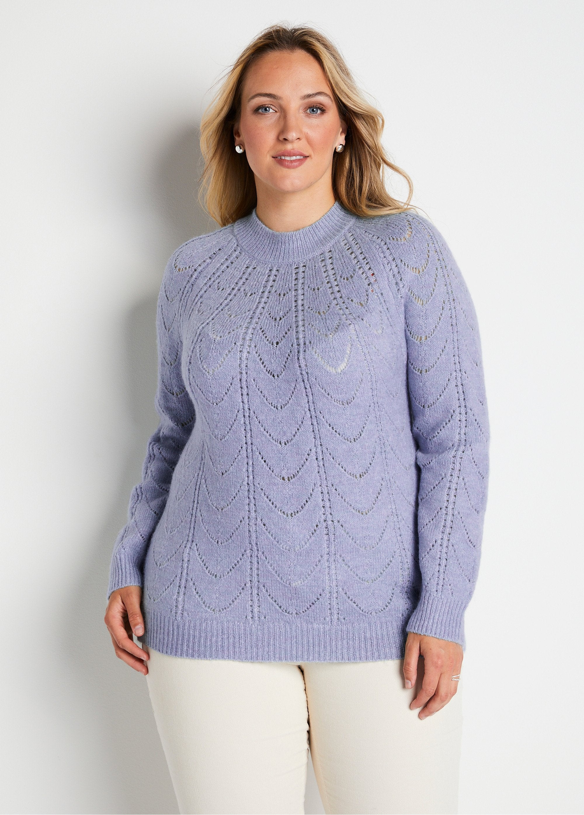 Pull_maille_chinée_ajourée_col_rond_Parme_FA1_curvy