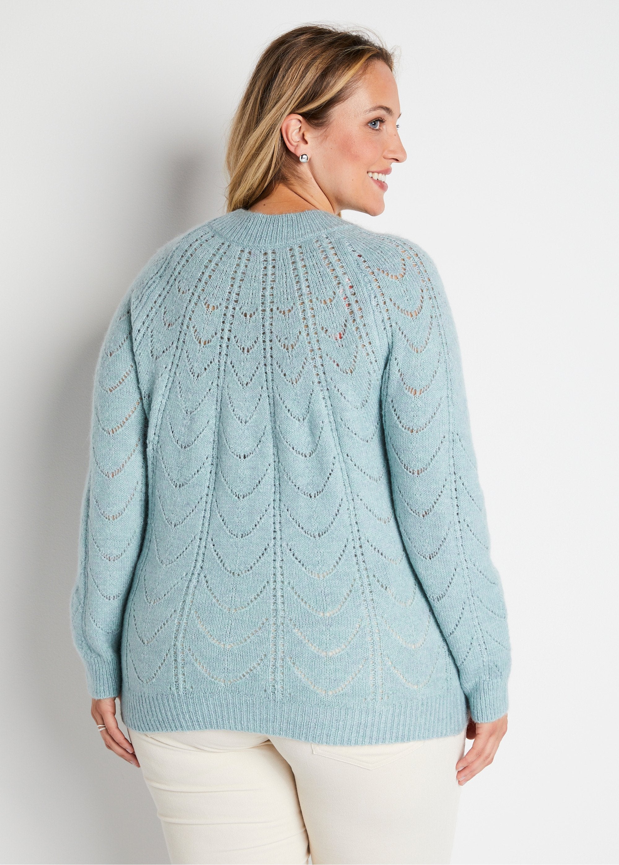 Pull_maille_chinée_ajourée_col_rond_Aqua_DO1_curvy