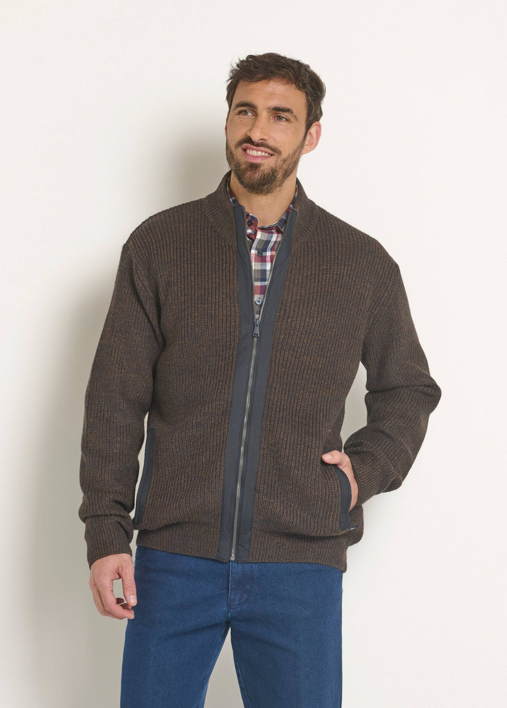 Gilet_zippé_chiné_chaud_en_laine_Marron_FA1_slim