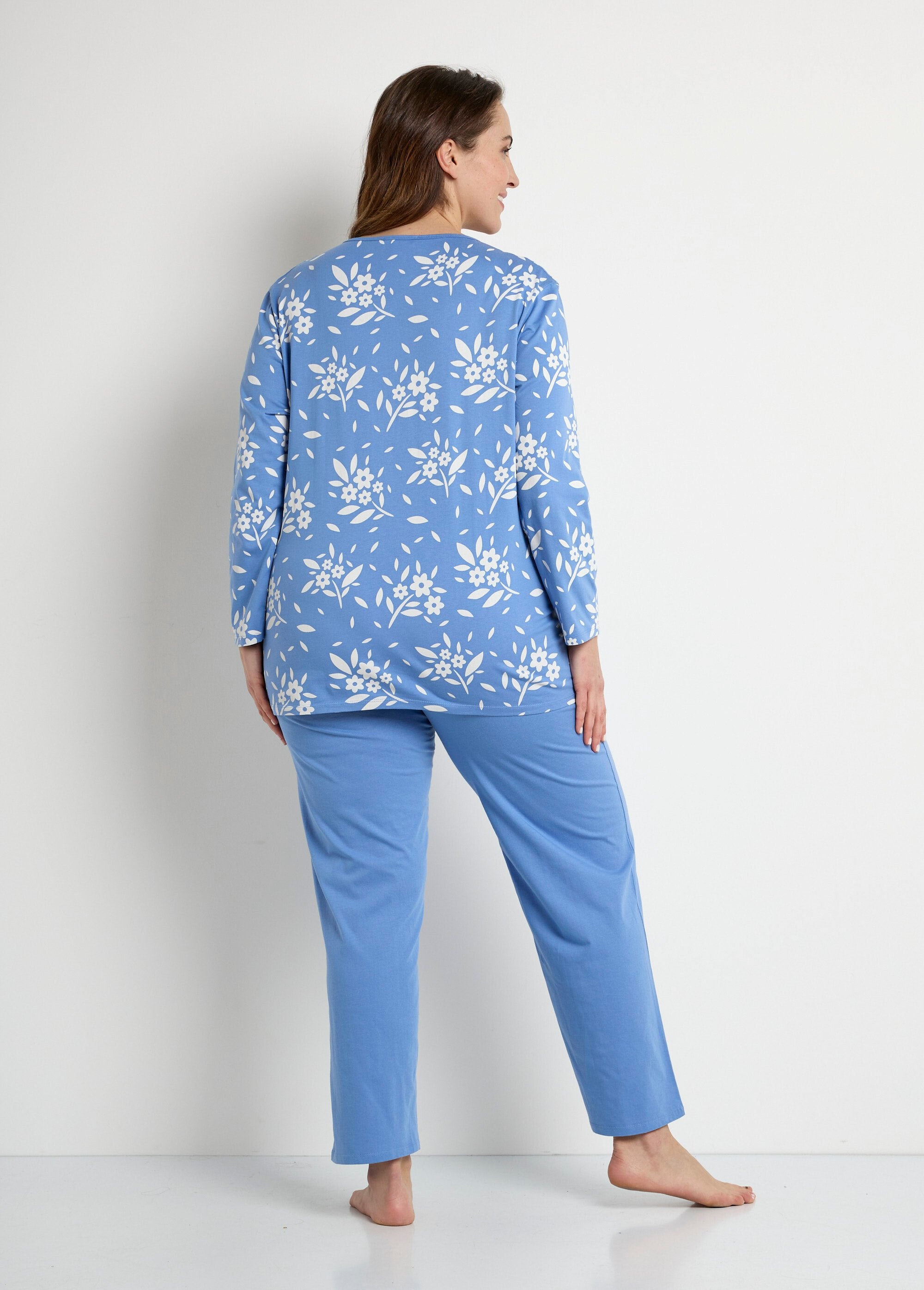 Pyjama_col_V_boutonné_coton_manches_longues_Bleu_DO1_curvy