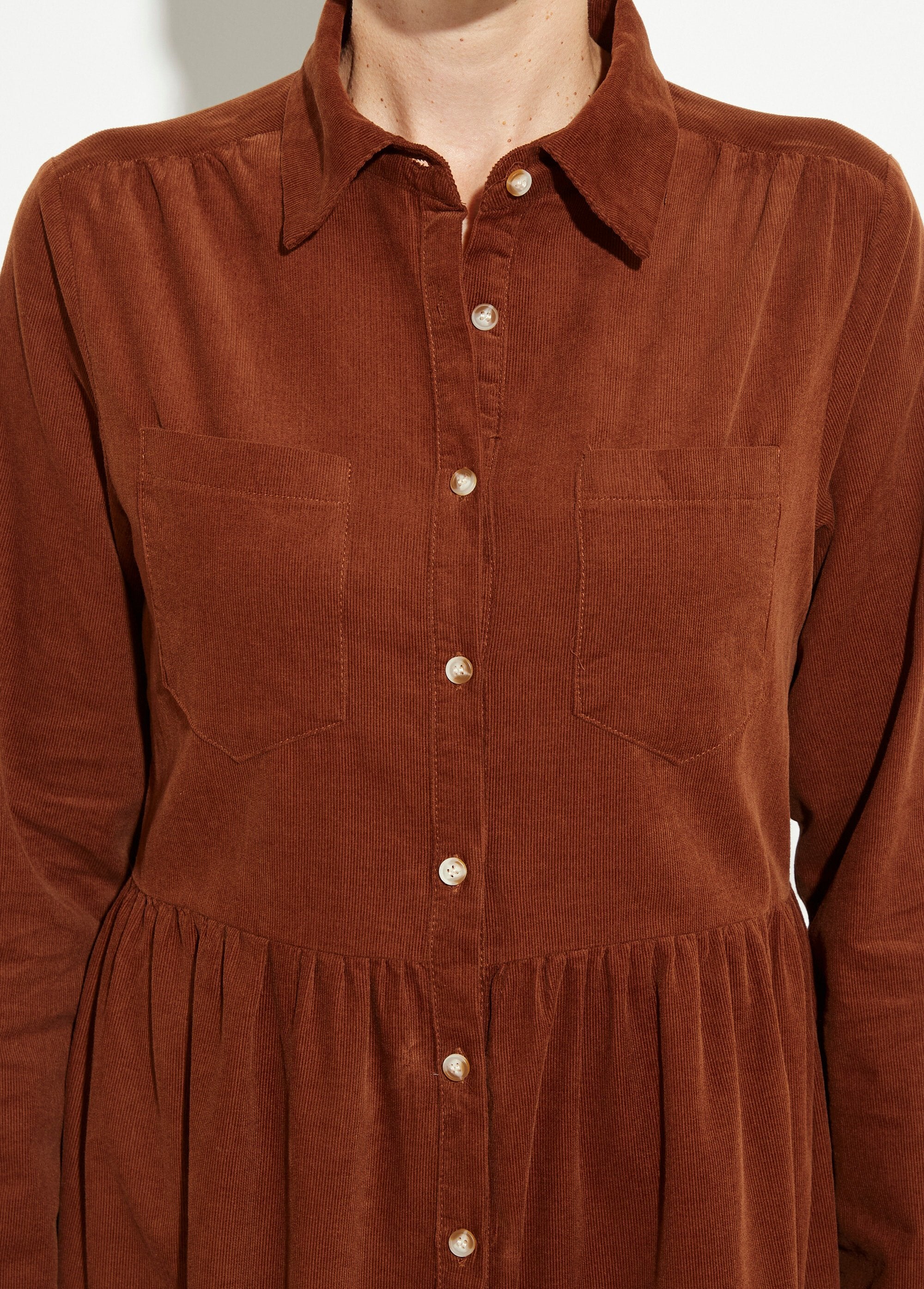 Fluwelen_blousejurk_met_geplooide_taille_Marron_DE1_slim