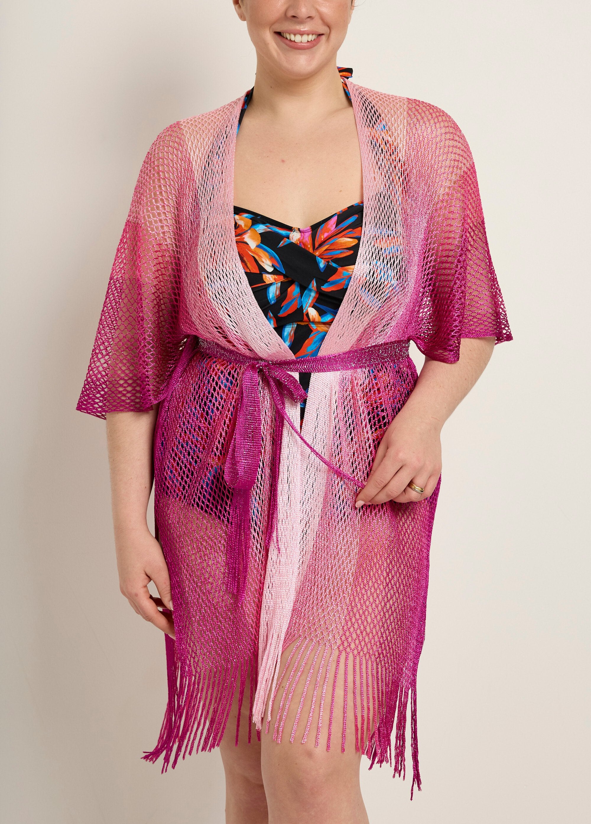 Veelkleurige_gebreide_strandjurk_Fuchsia_DE1_curvy