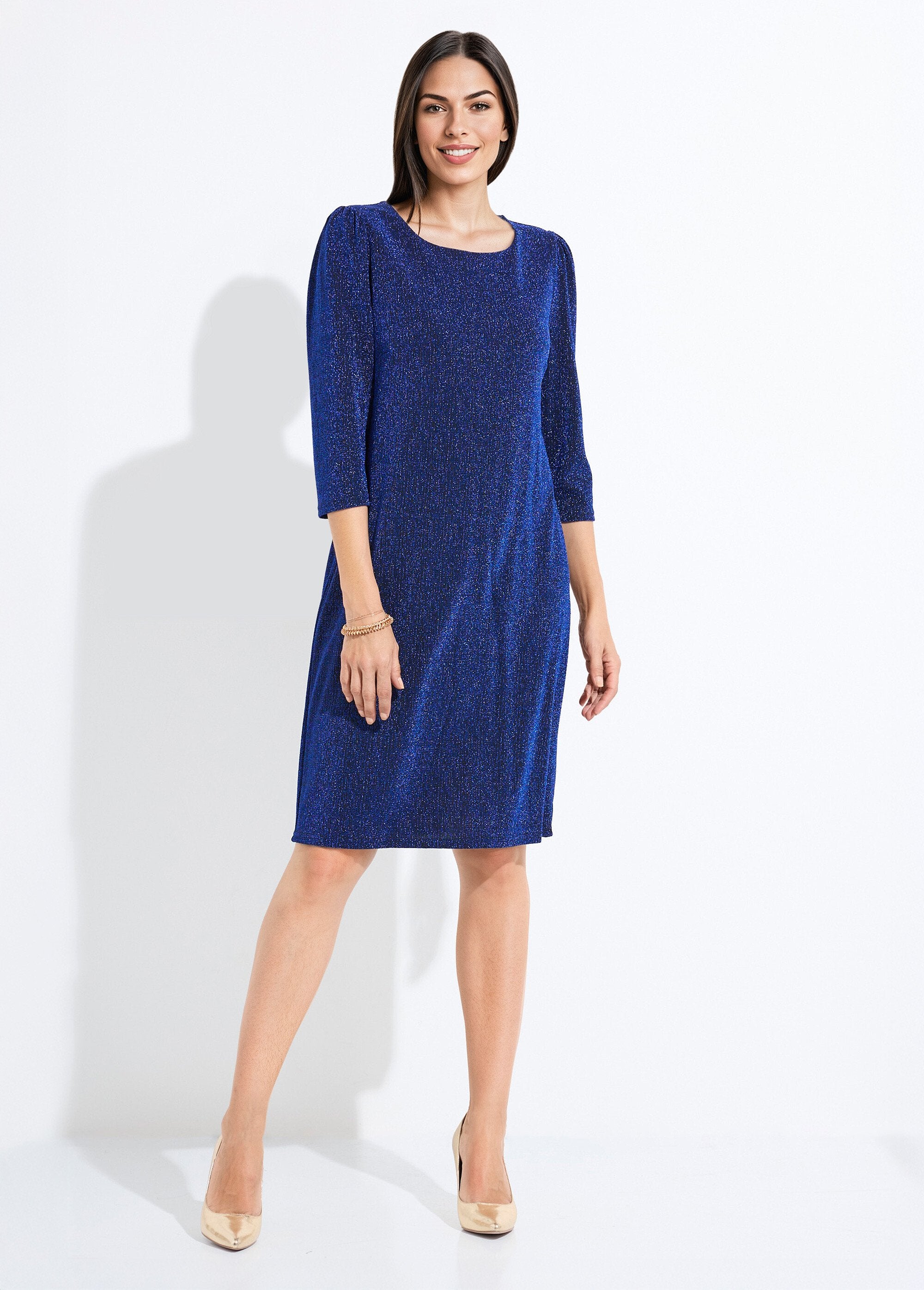Korte_rechte_jurk_van_glanzend_metallic_mesh_Bleu_FA1_slim