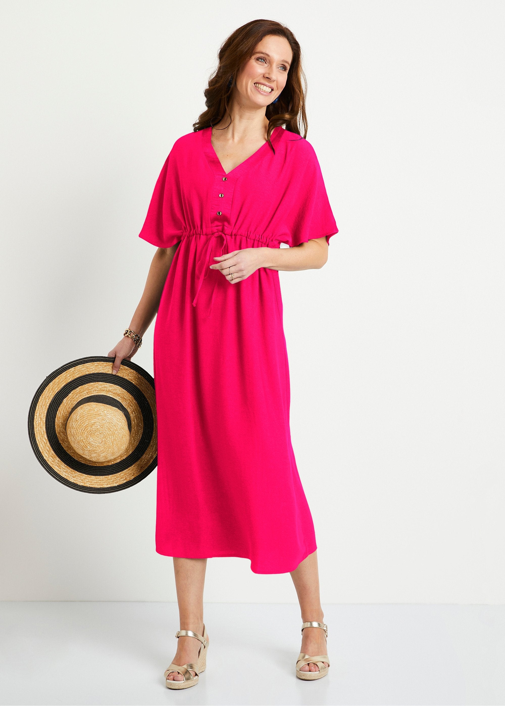 Losse_effen_maxi_jurk_Fuchsia_SF1_slim