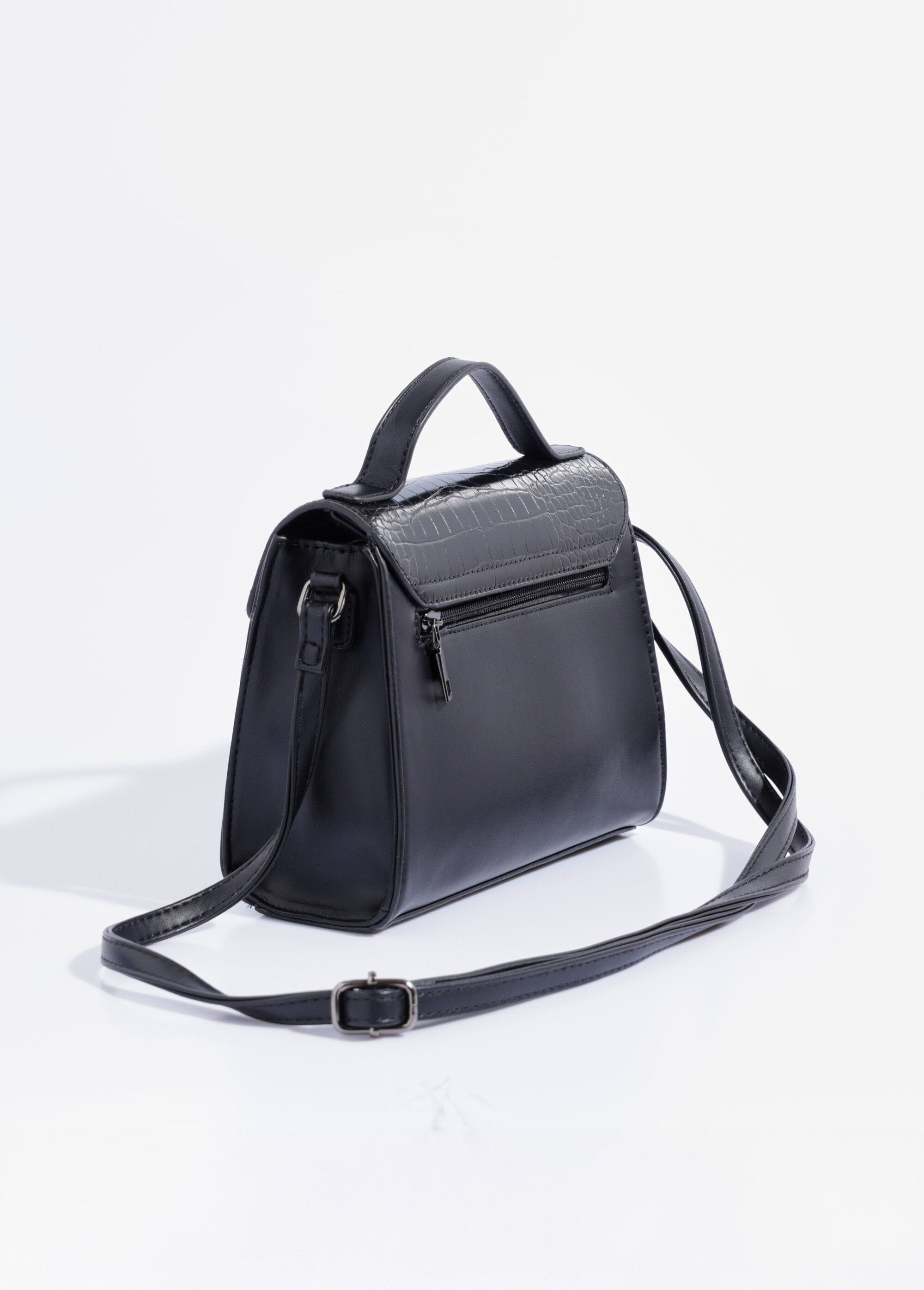 Reptiel-look_handtas,_kort_hengsel_Noir_DO1_slim