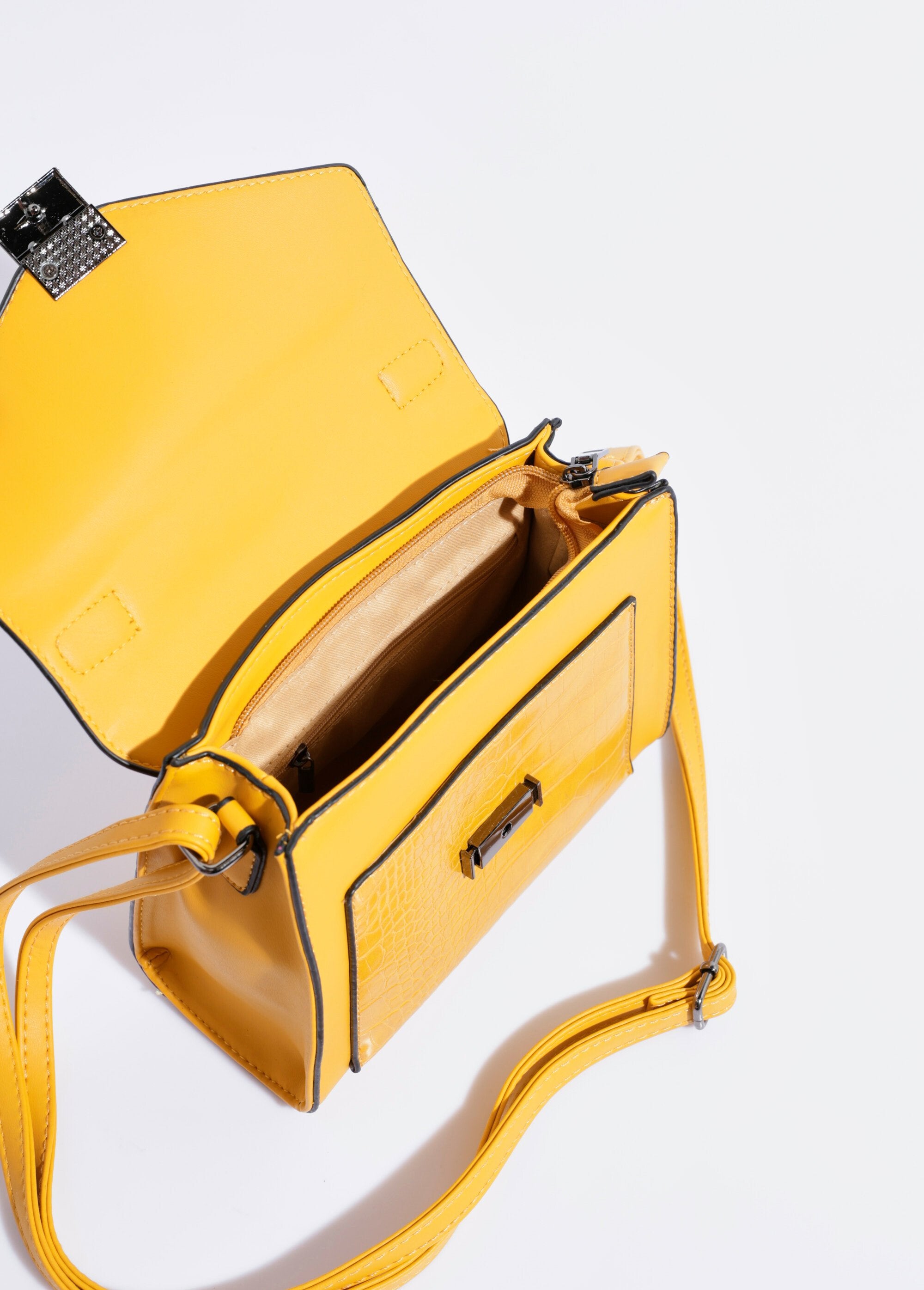 Reptiel-look_handtas,_kort_hengsel_Jaune_DE1_slim