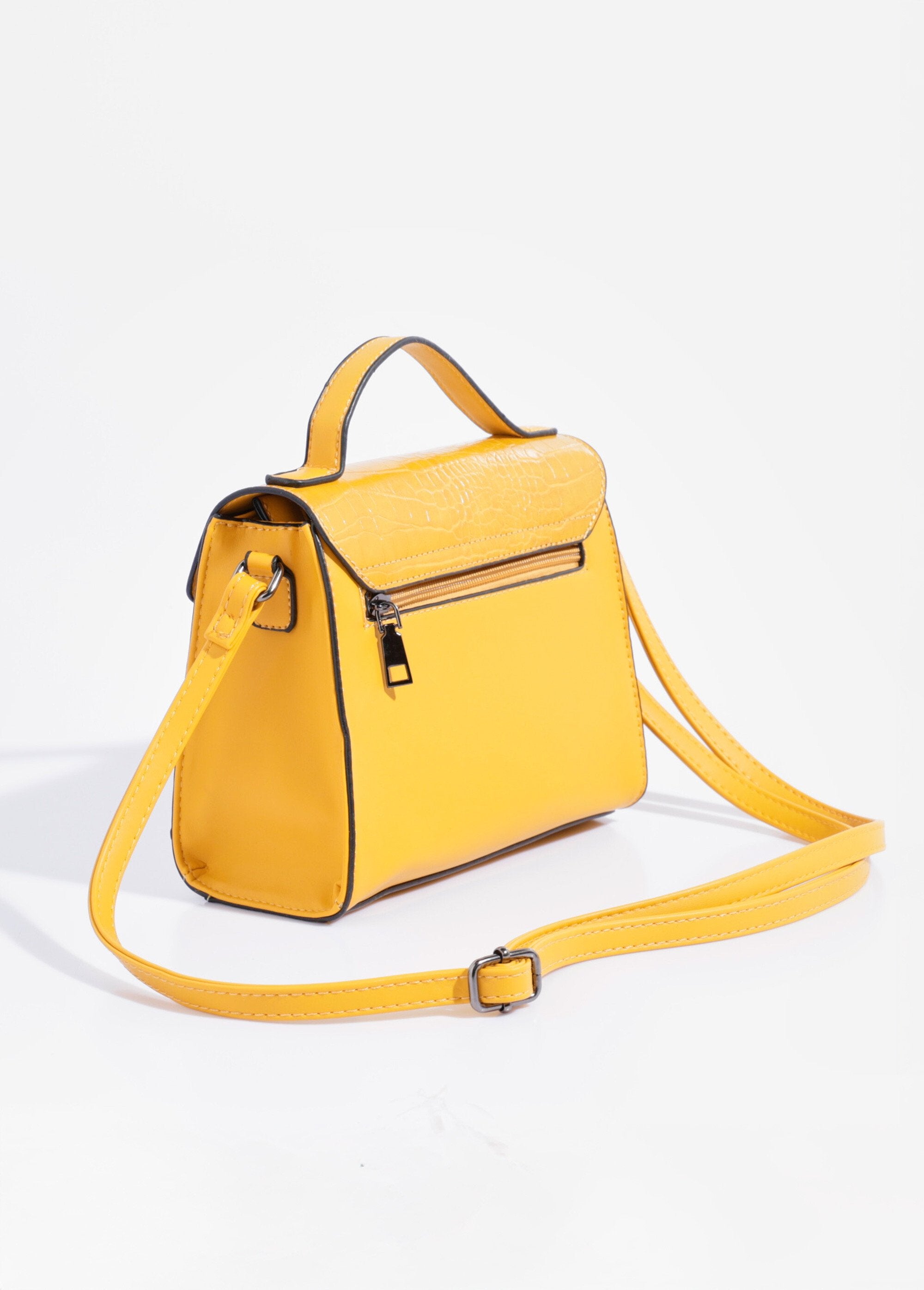 Reptiel-look_handtas,_kort_hengsel_Jaune_DO1_slim