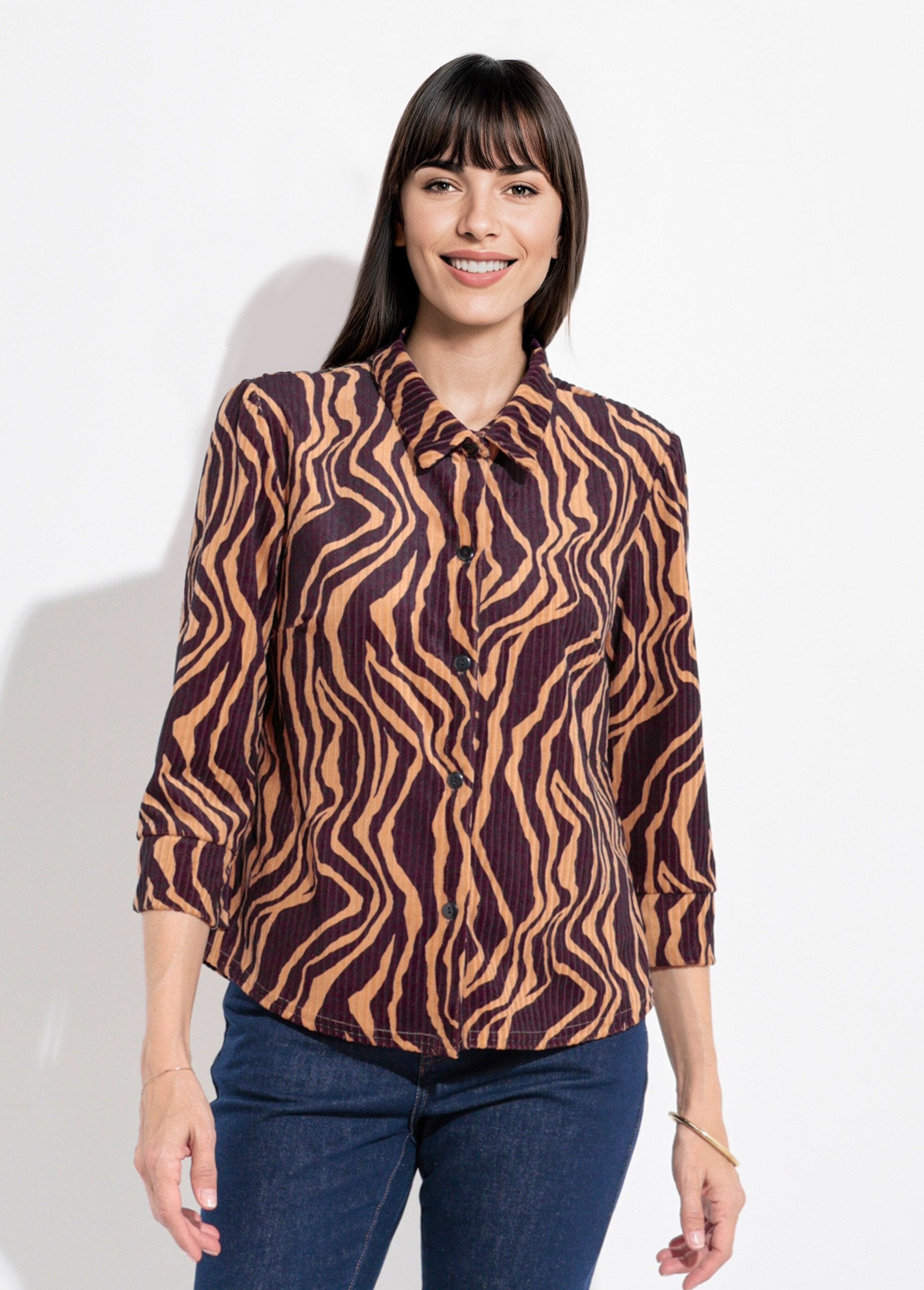Corduroy_overhemd_met_zebrapatroon_Noir_et_beige_FA1_slim