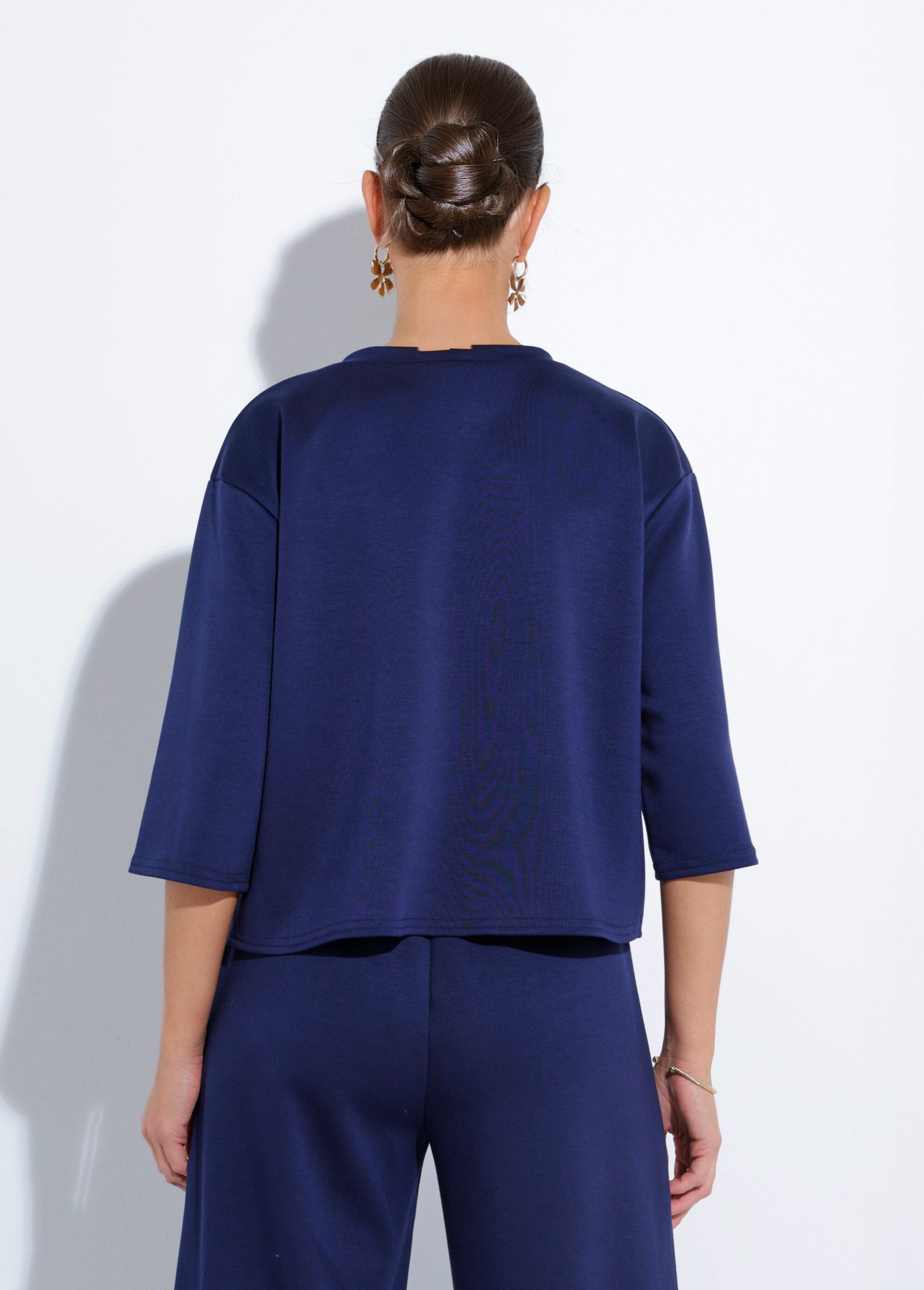 Sweat_coupe_confort_avec_manches_3/4_Marine_DO1_slim