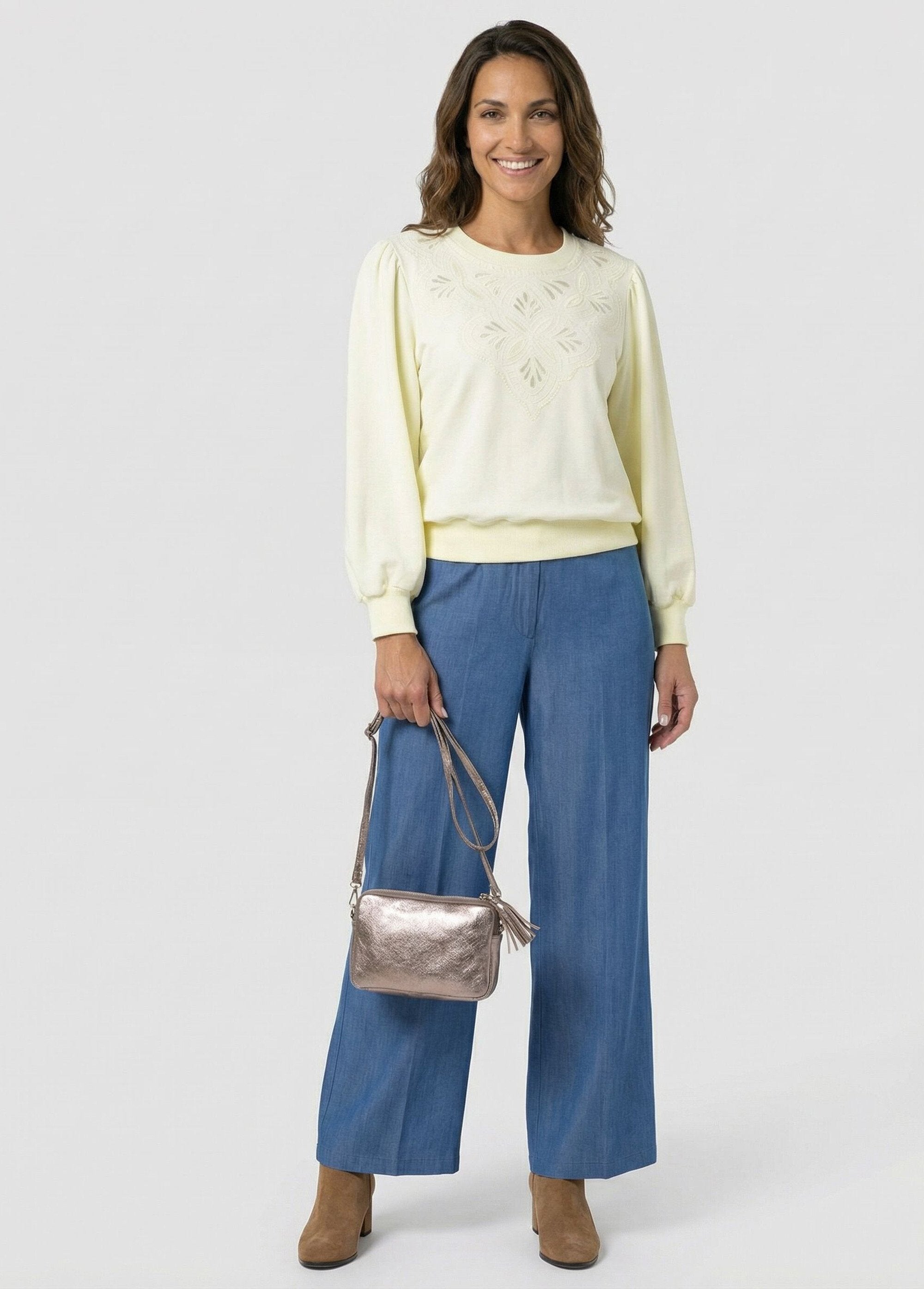 Sweatshirt_van_zuiver_katoen_met_opengewerkte_fleece_Jaune_SF1_slim