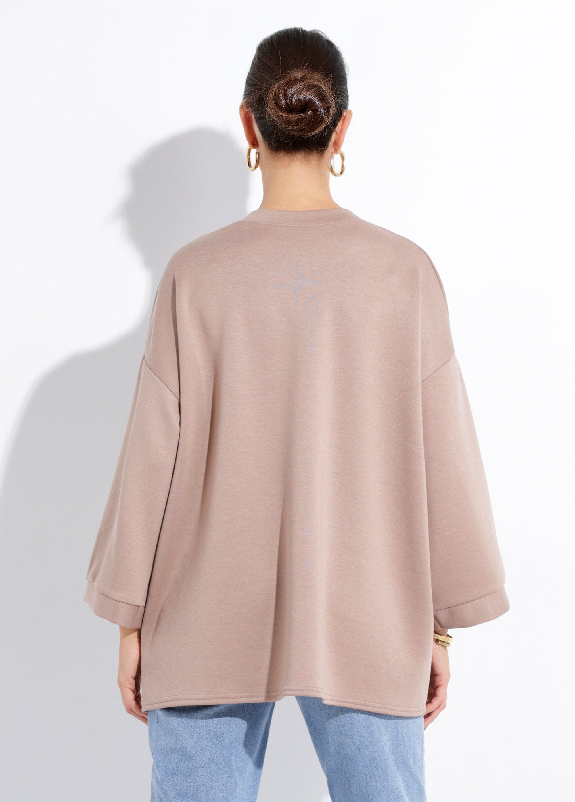 Groot_sweatshirt_met_ronde_hals,_3/4_mouwen_Taupe_DO1_slim