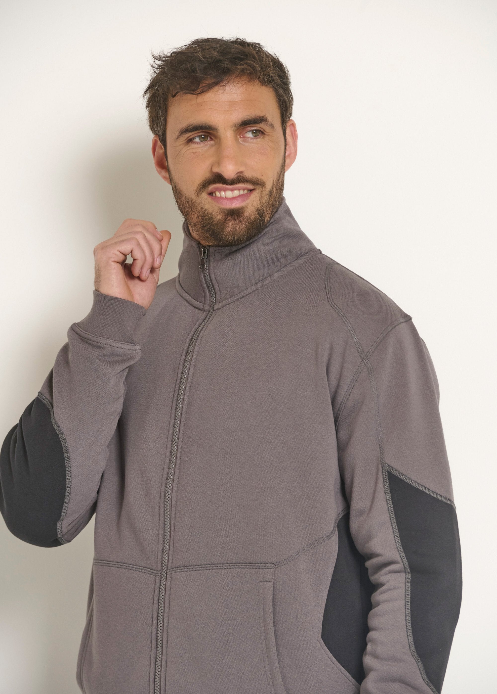 Sweat_zippé_confort_col_montant_Gris_DE1_slim