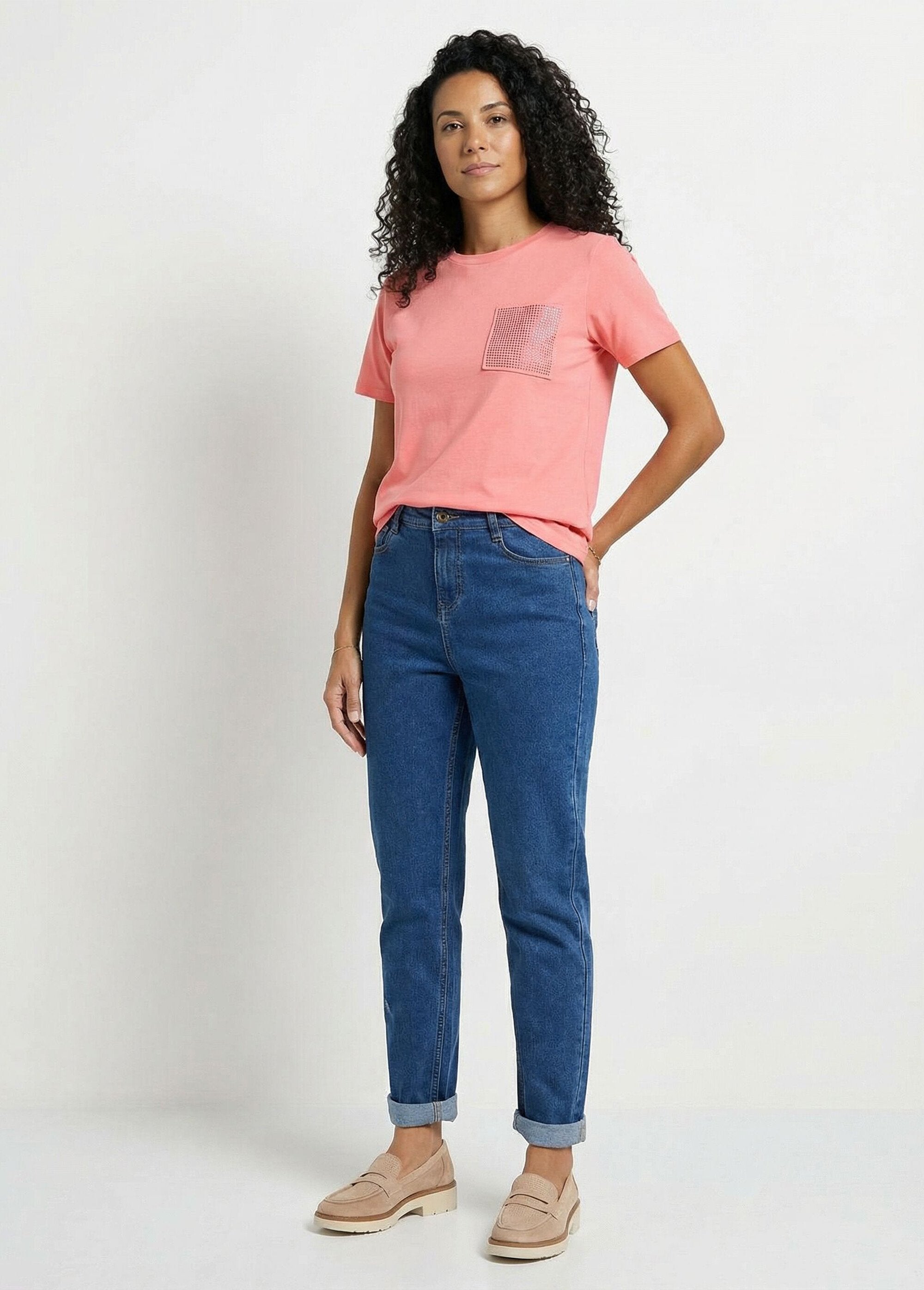 Strass_T-shirt_met_korte_mouwen_Corail_SF1_slim