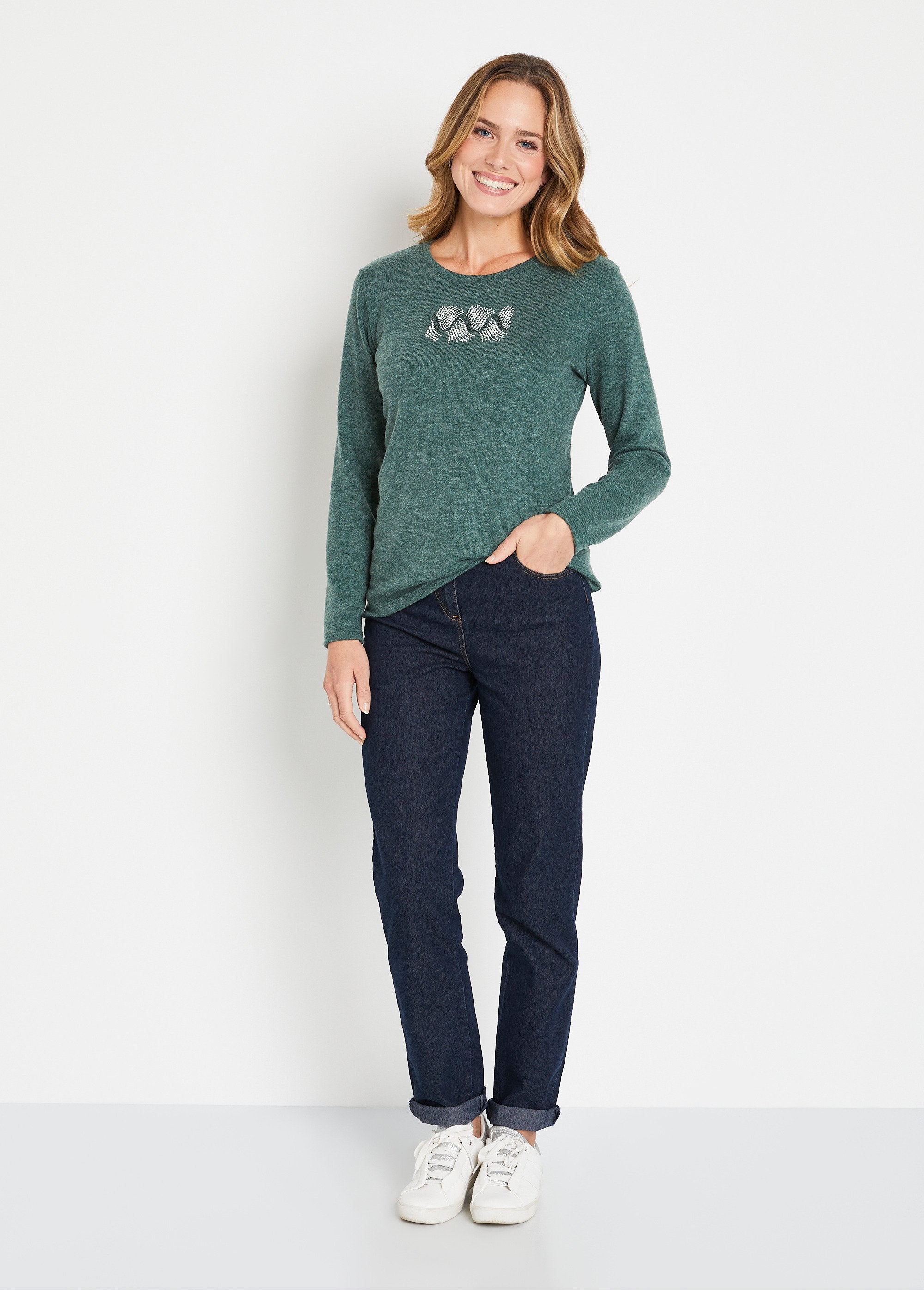 Warm_effen_T-shirt,_lange_mouwen,_studs_en_klinknagels_Vert_SF1_slim