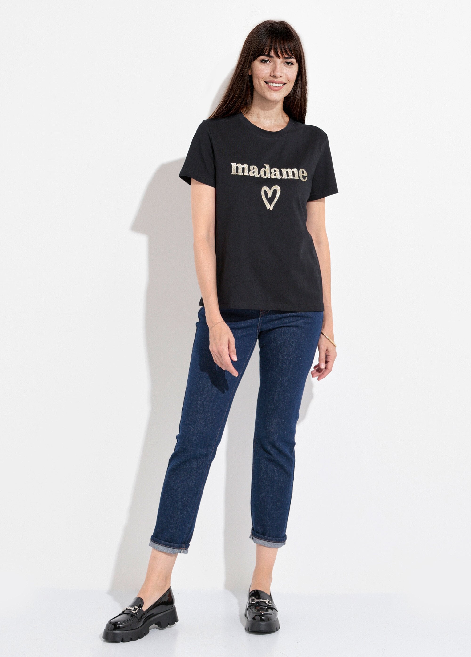 T-shirt_col_rond_broderie_métallisée_Madame_Noir_SF1_slim