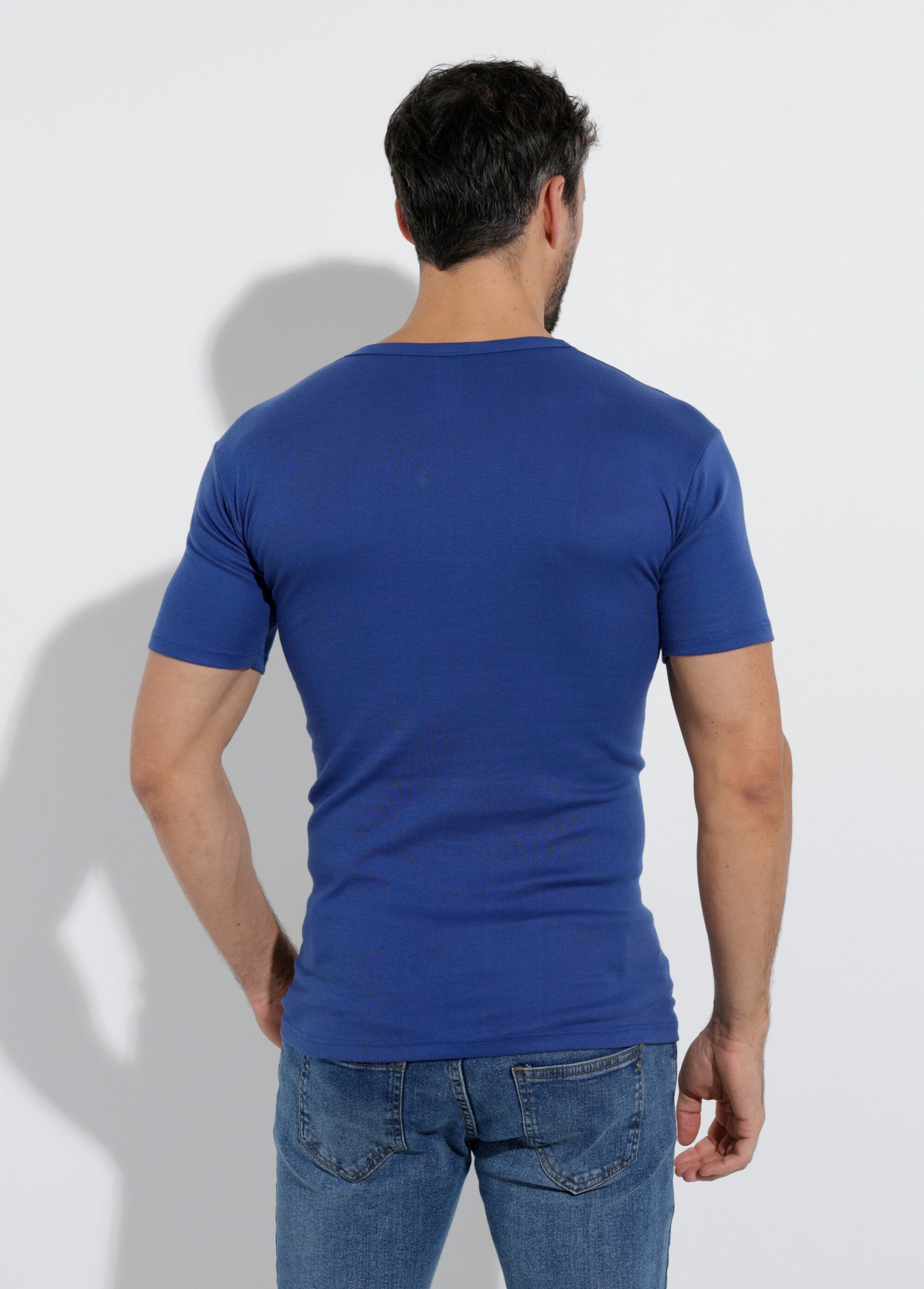 Katoenen_T-shirt_met_V-hals_-_set_van_2_Indigo_lot3_DO1_slim