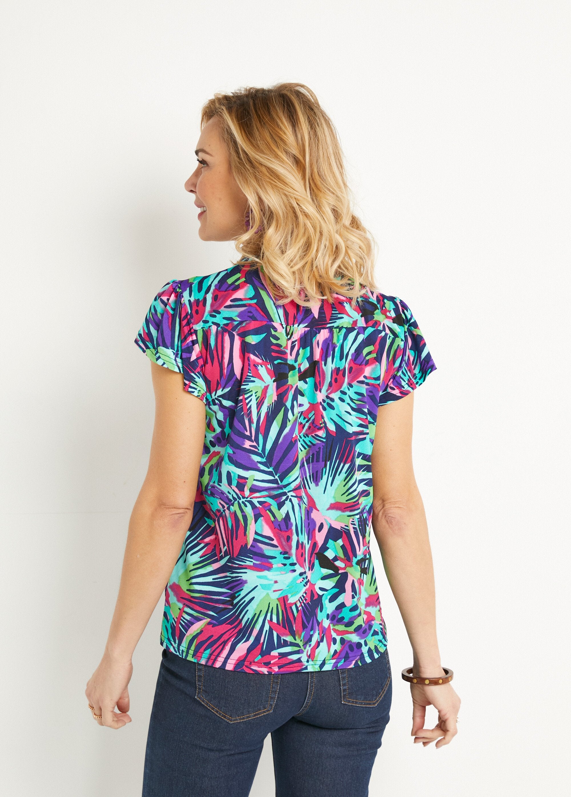 T-shirt_col_V_évasé_manches_courtes_Multicolore_DO1_slim