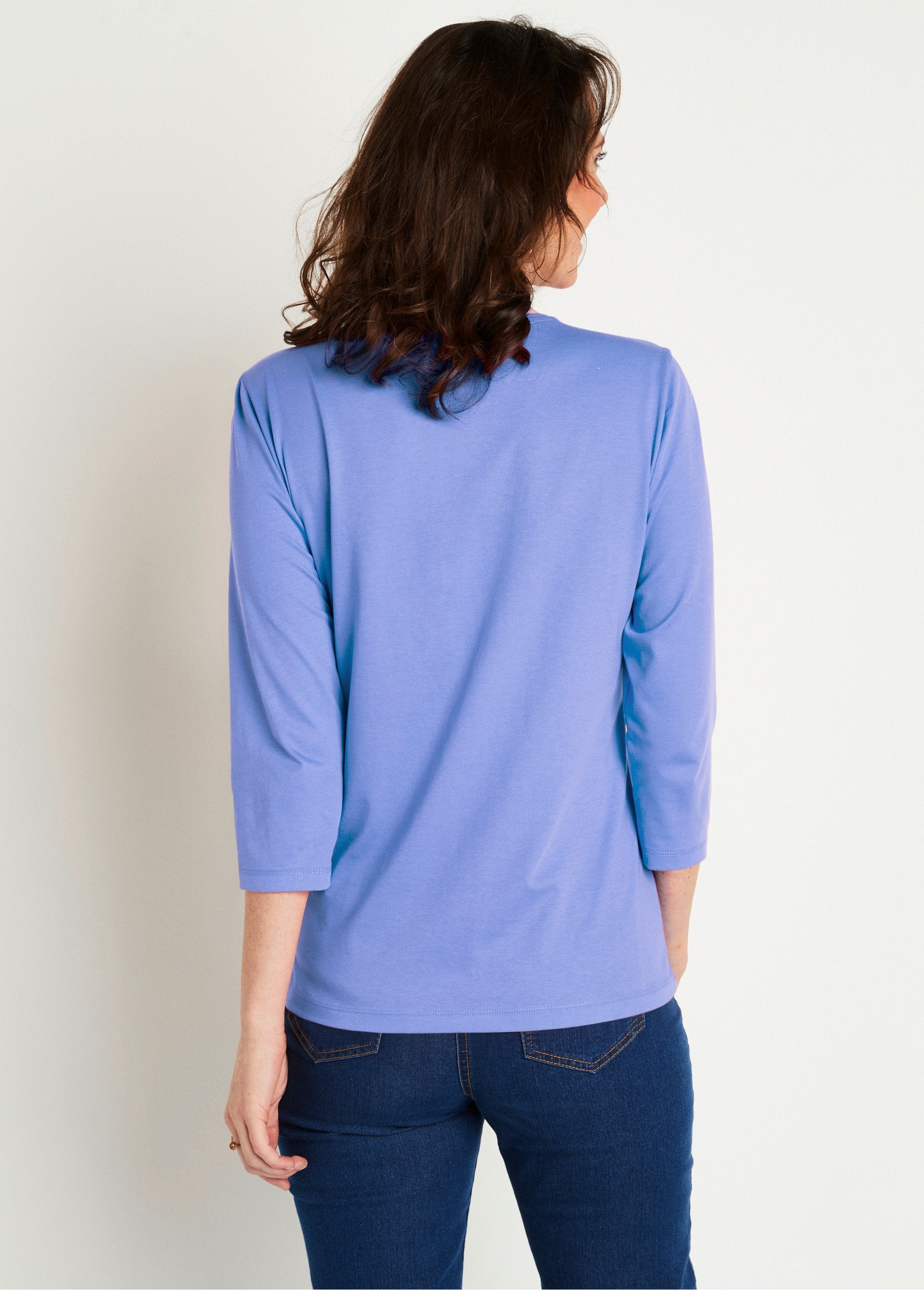 3/4_mouw_geborduurd_kort_T-shirt_BLAUW_DO1_slim