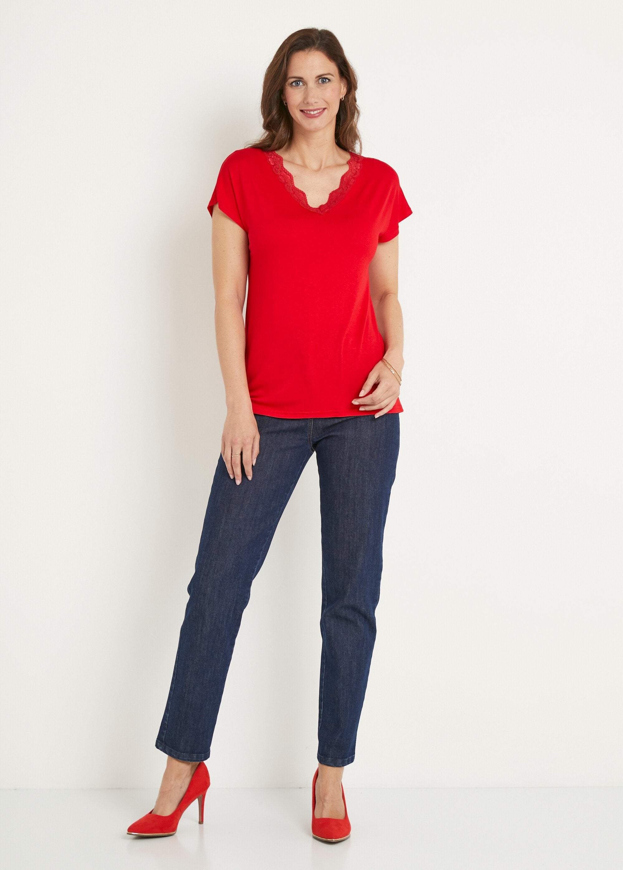 Kort_T-shirt_van_stretchkant_Rouge_SF1_slim