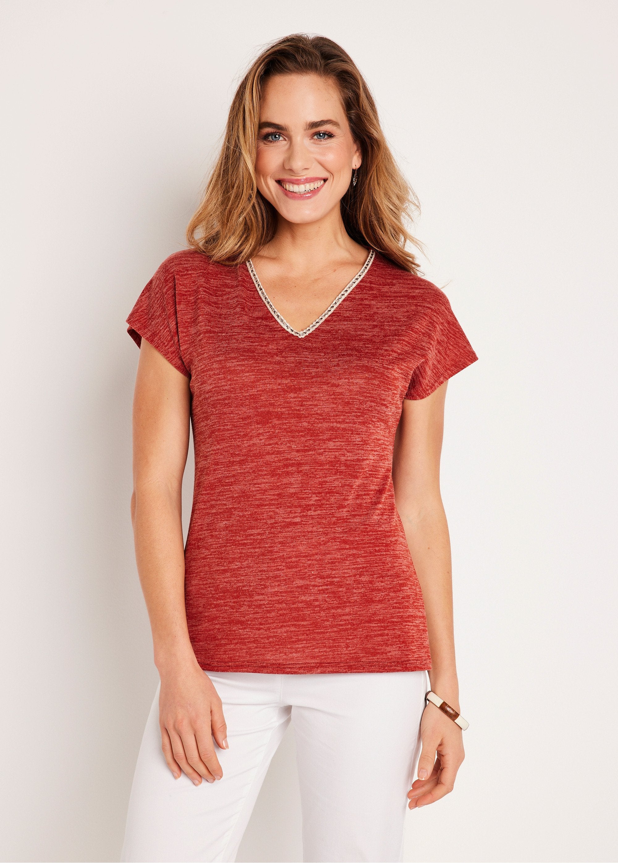 Kort_effen_T-shirt_met_linneneffect_Paprika_FA1_slim