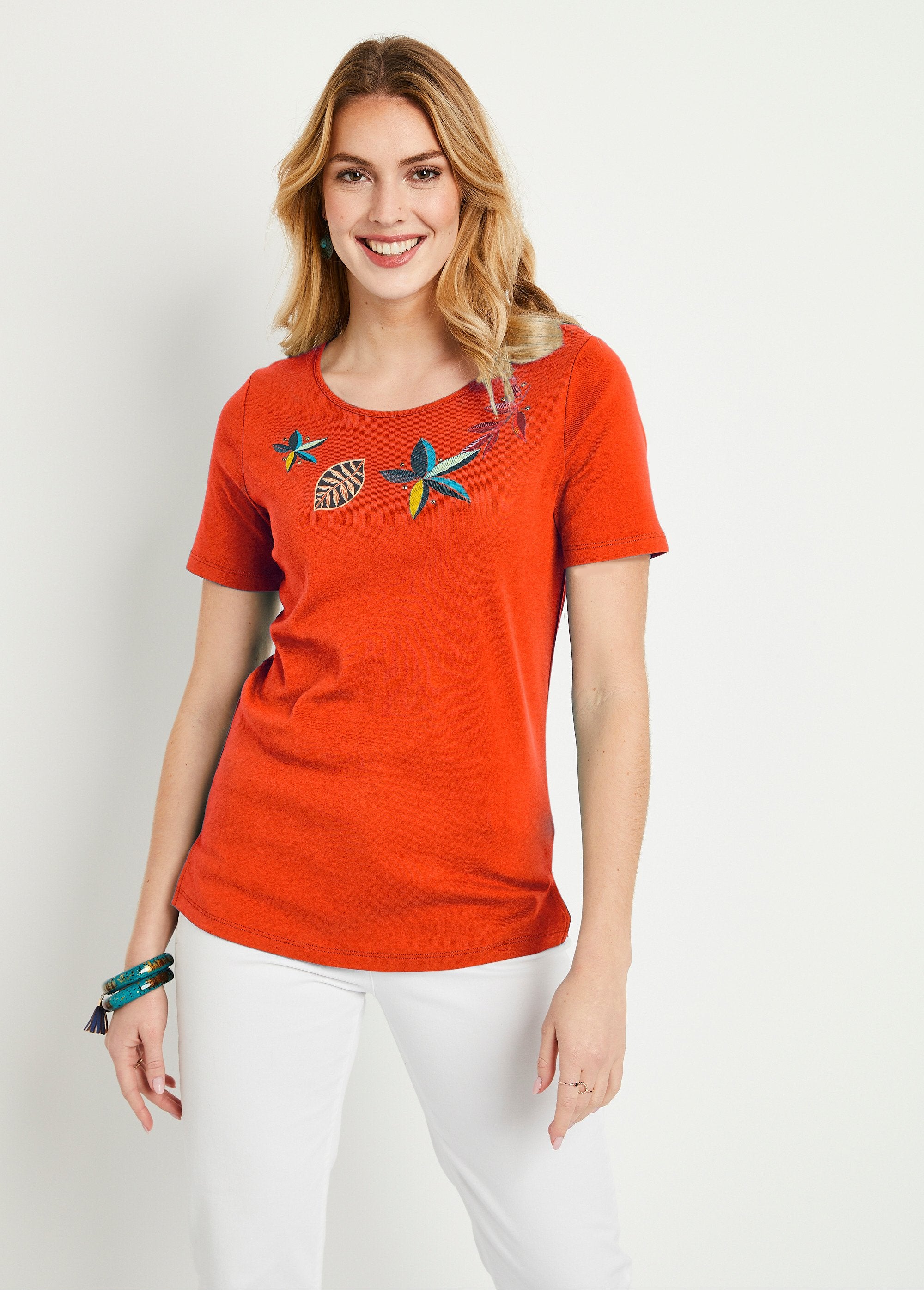 Recht_T-shirt_met_lange_mouwen_ORANJE_FA1_slim