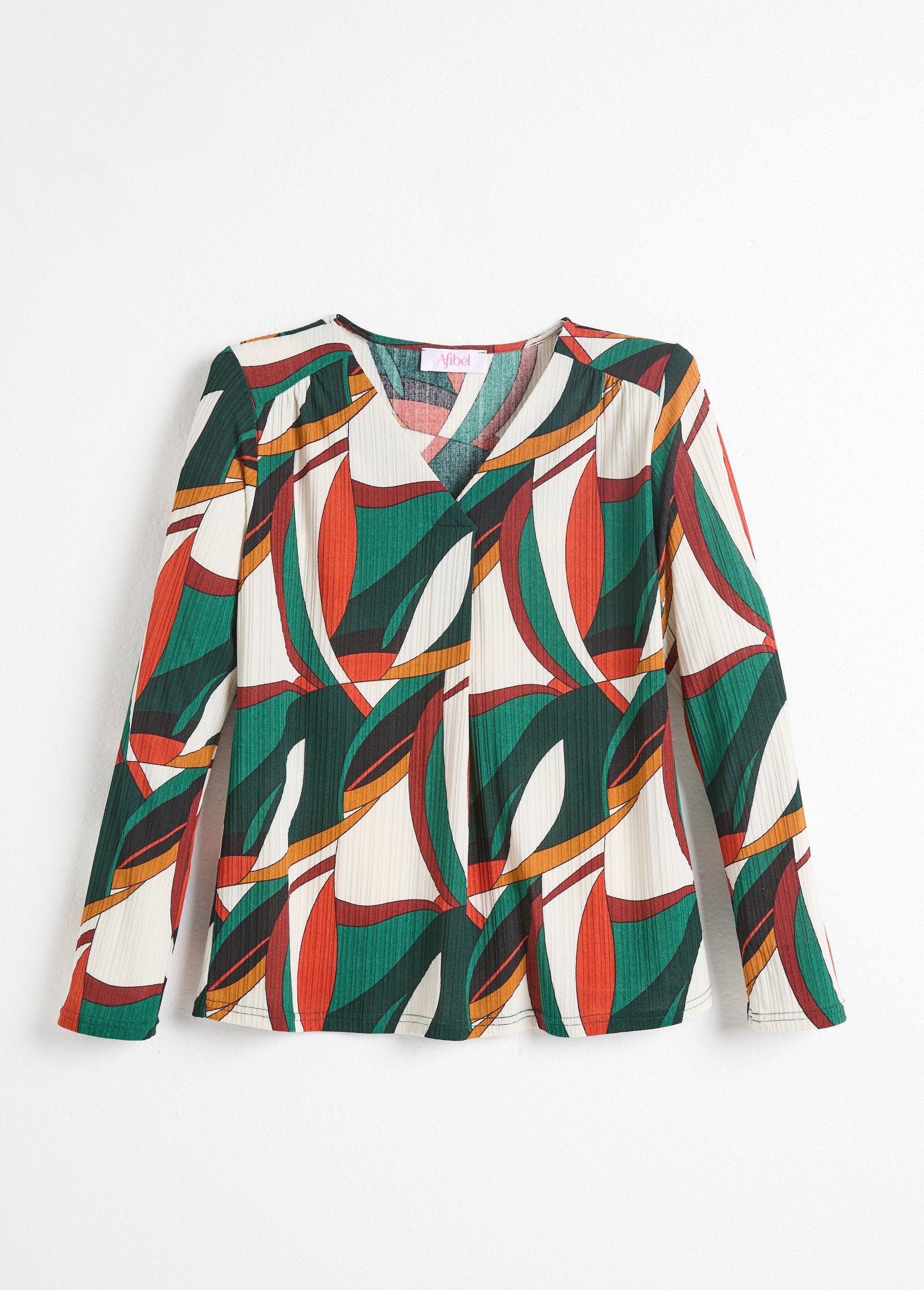 T-shirt_met_uitlopende_V-hals_en_veelkleurige_grafische_print_Imprime_vert_AP1_slim