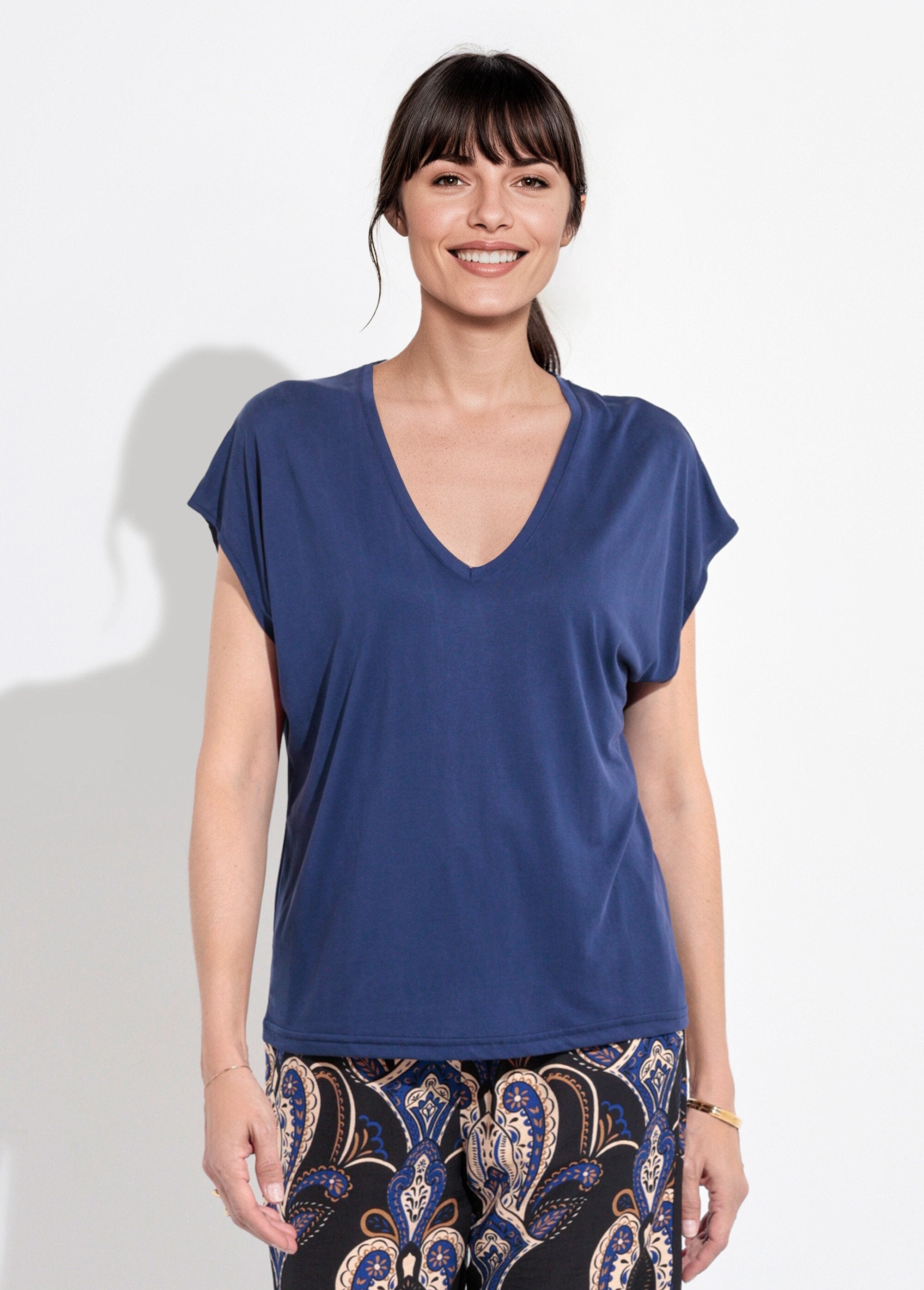 Los_T-shirt_met_korte_mouwen_Marine_FA1_slim