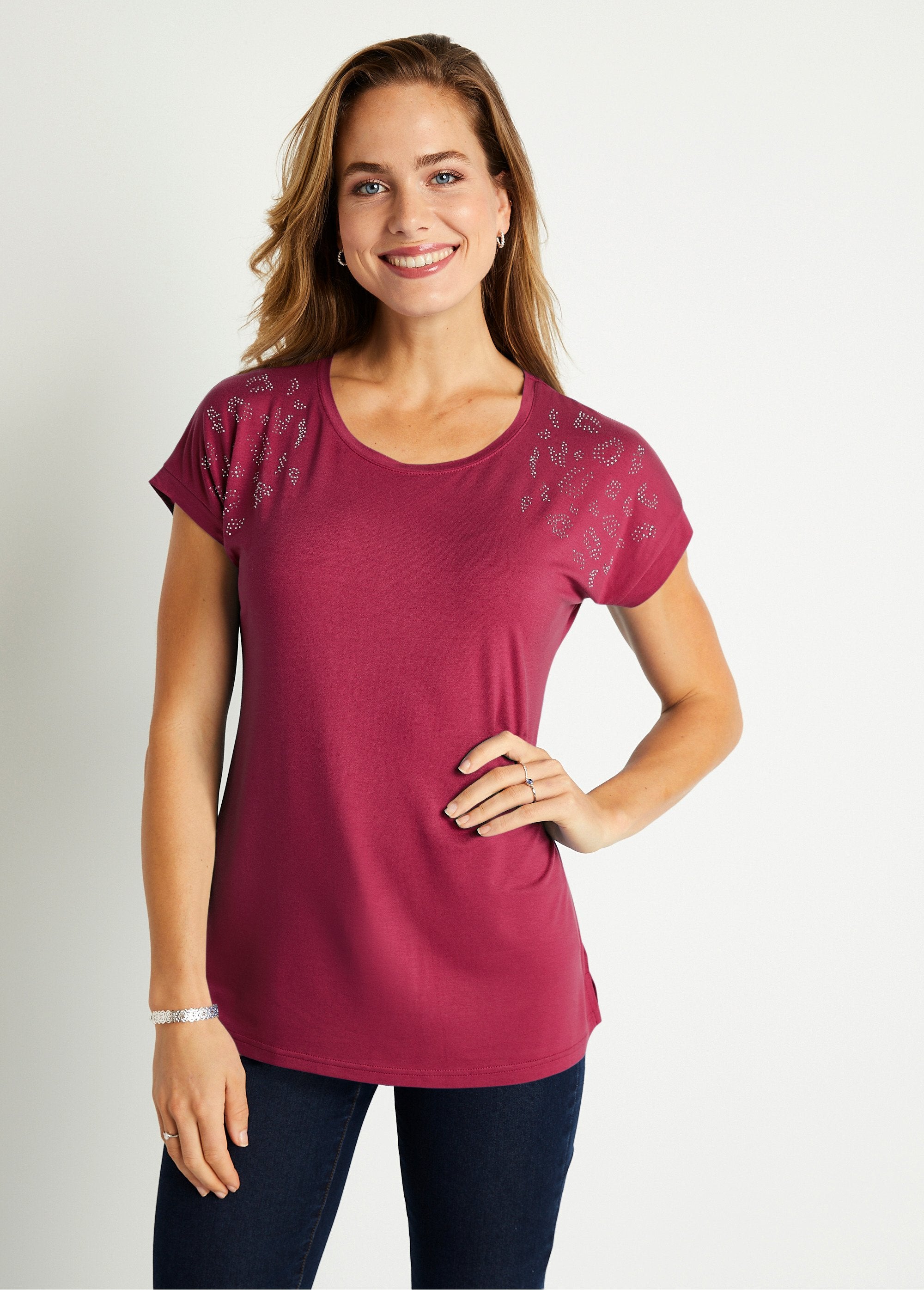 Effen_T-shirt_met_lange_mouwen_Fuchsia_FA1_slim