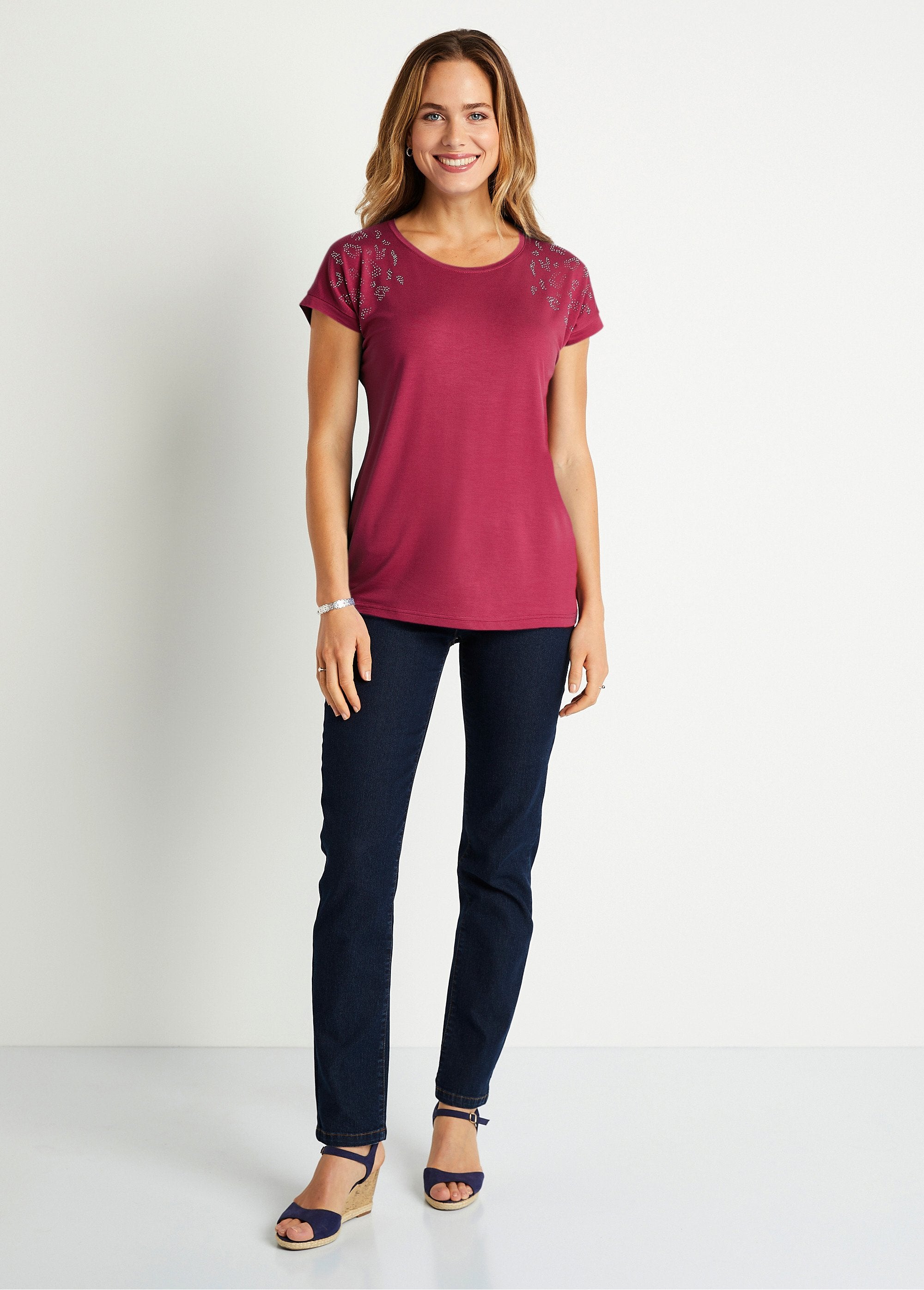 Effen_T-shirt_met_lange_mouwen_Fuchsia_SF1_slim