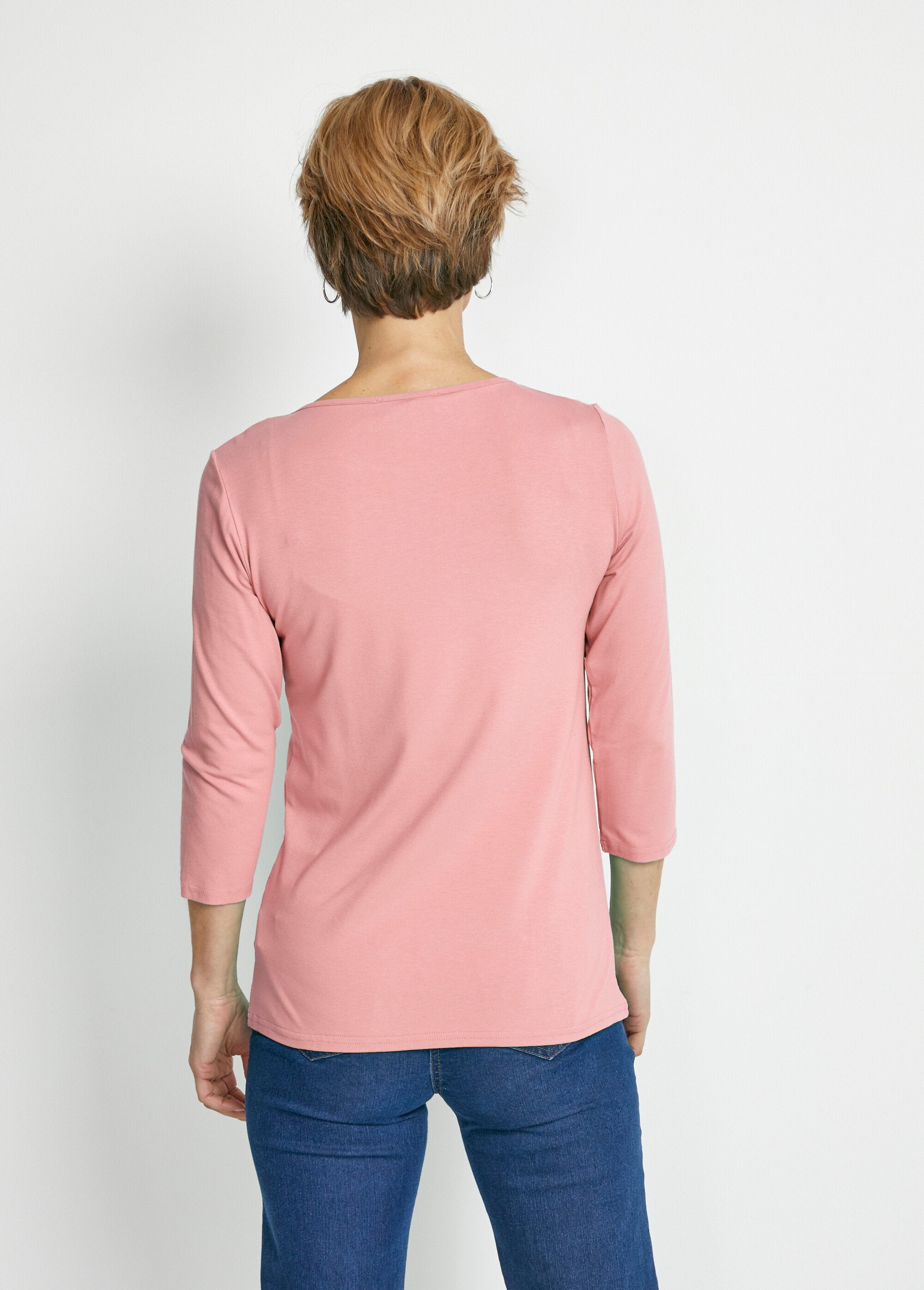 T-shirt_met_studs_en_3/4_mouwen_ROZE_DO1_slim