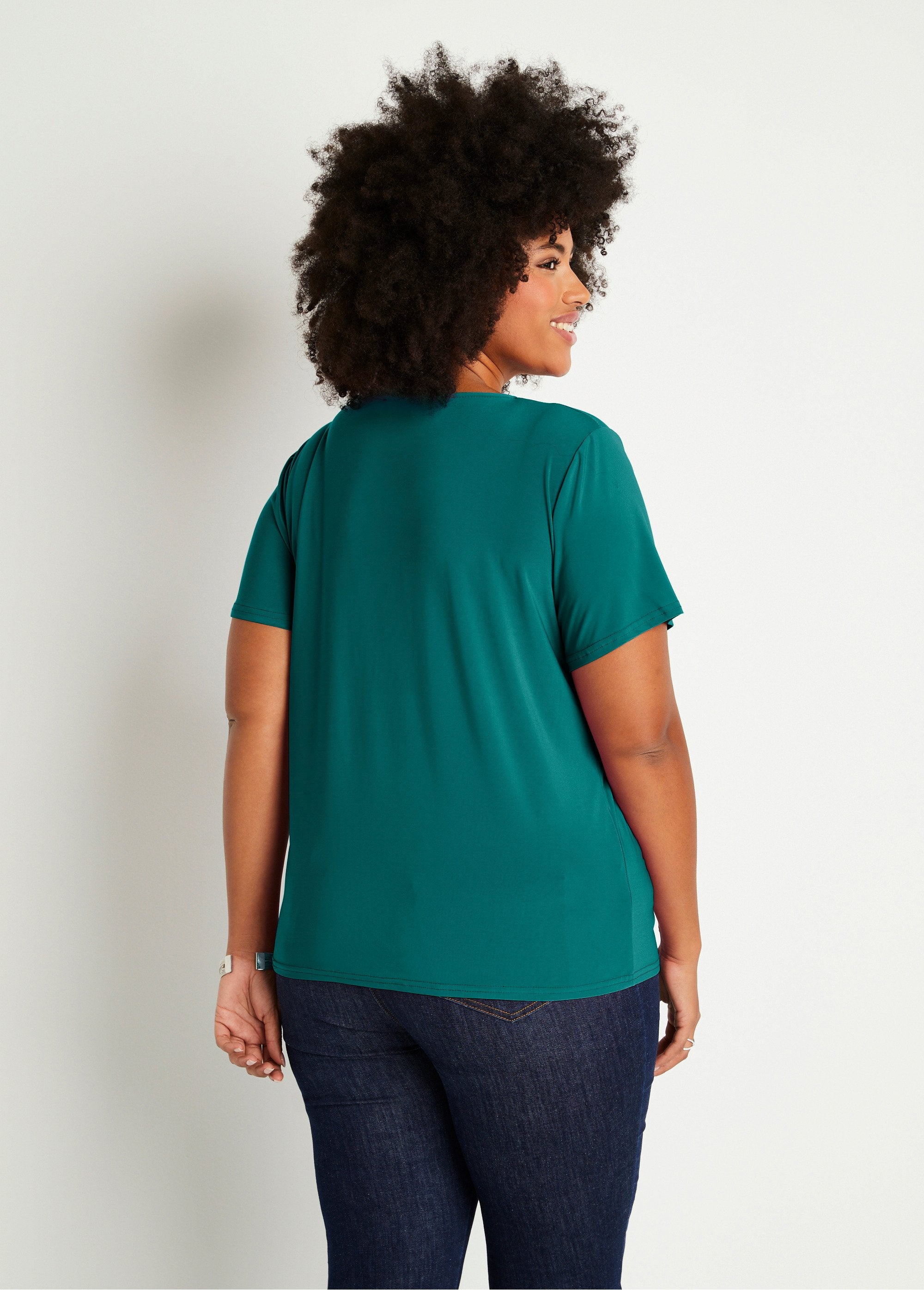 Effen_of_bedrukt_T-shirt_met_korte_mouwen_Effen_groen_DO1_curvy