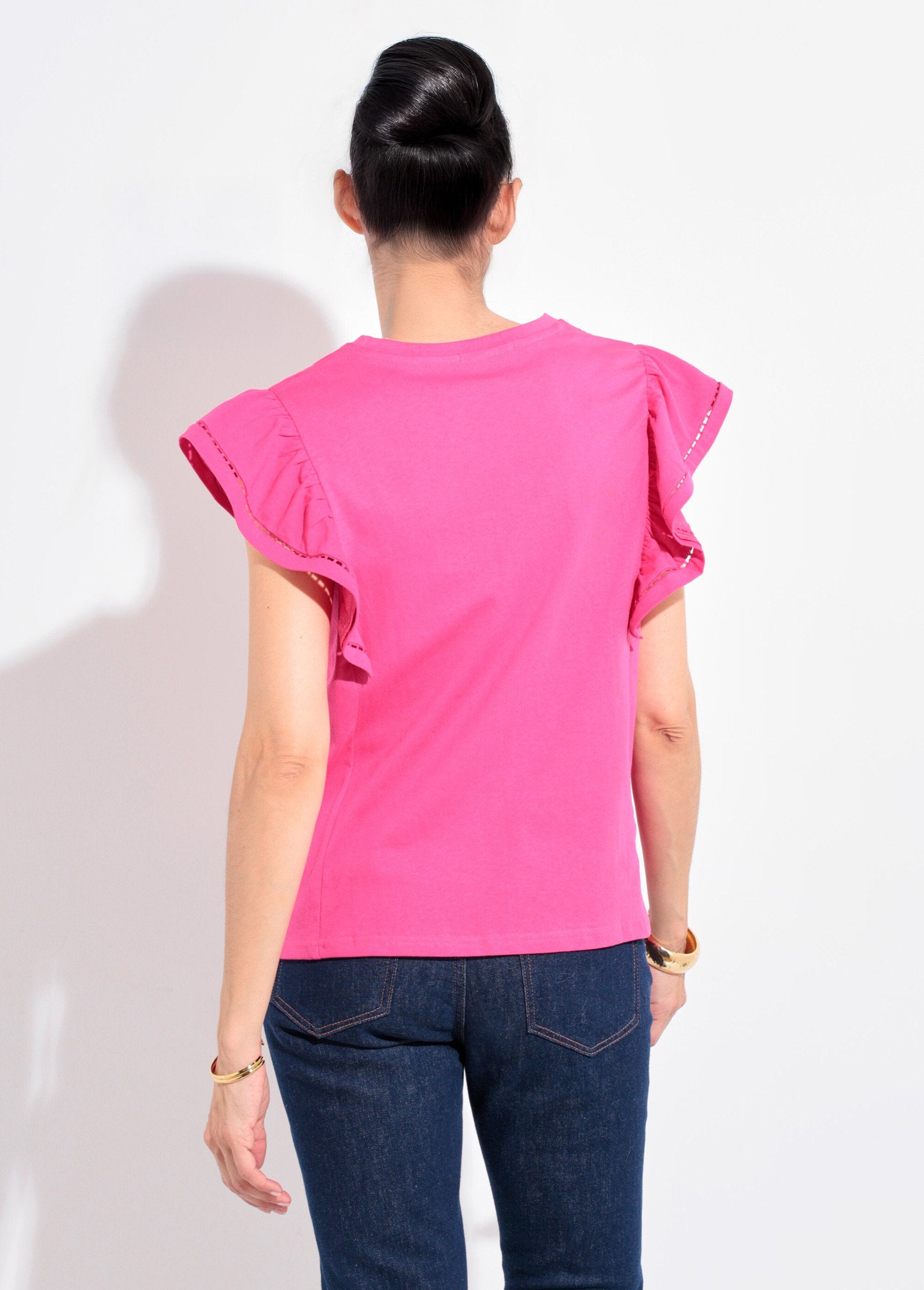 Opengewerkt_T-shirt_met_korte_mouwen_en_ruches_Fuchsia_DO1_slim