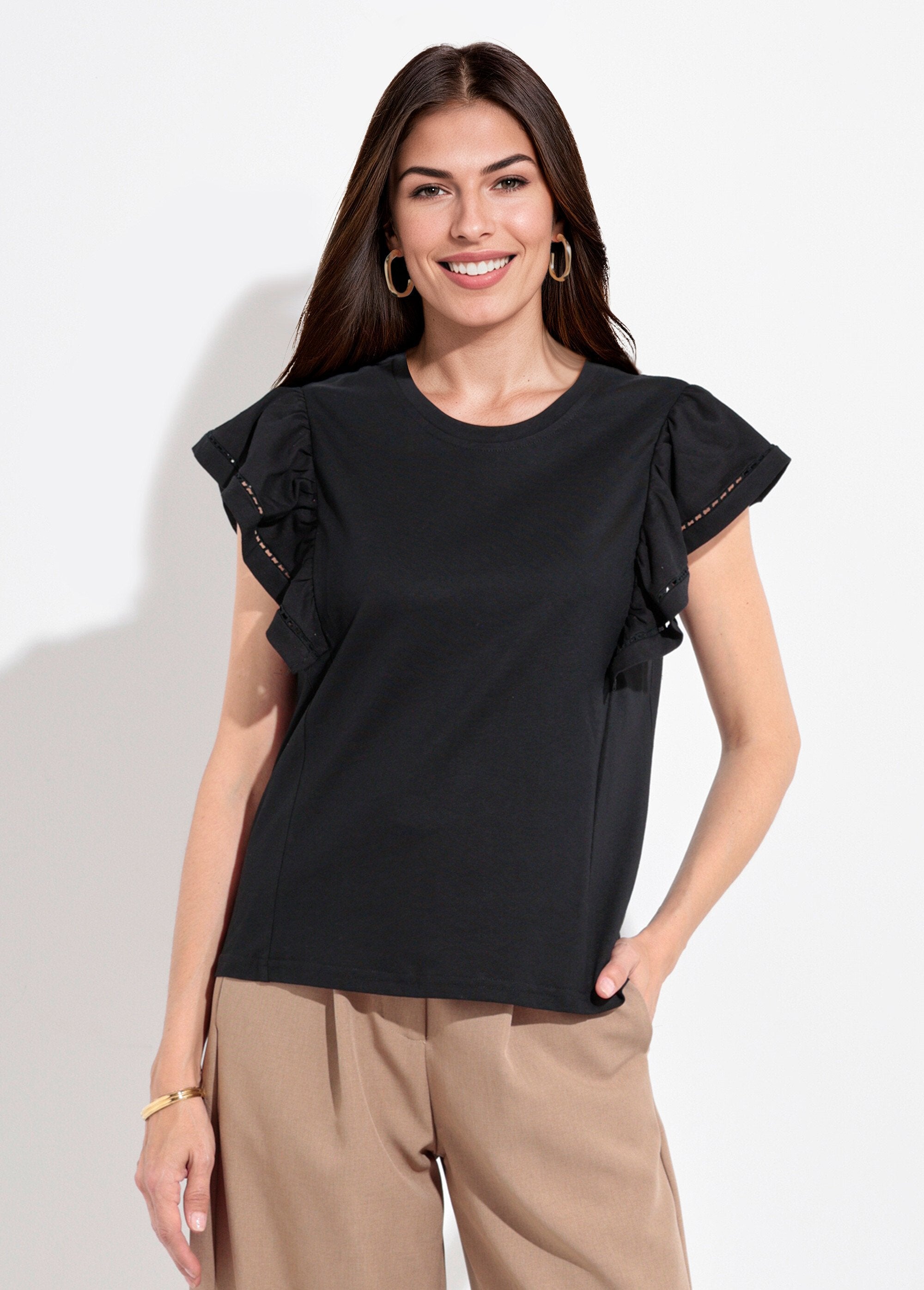 Opengewerkt_T-shirt_met_korte_mouwen_en_ruches_Noir_FA1_slim