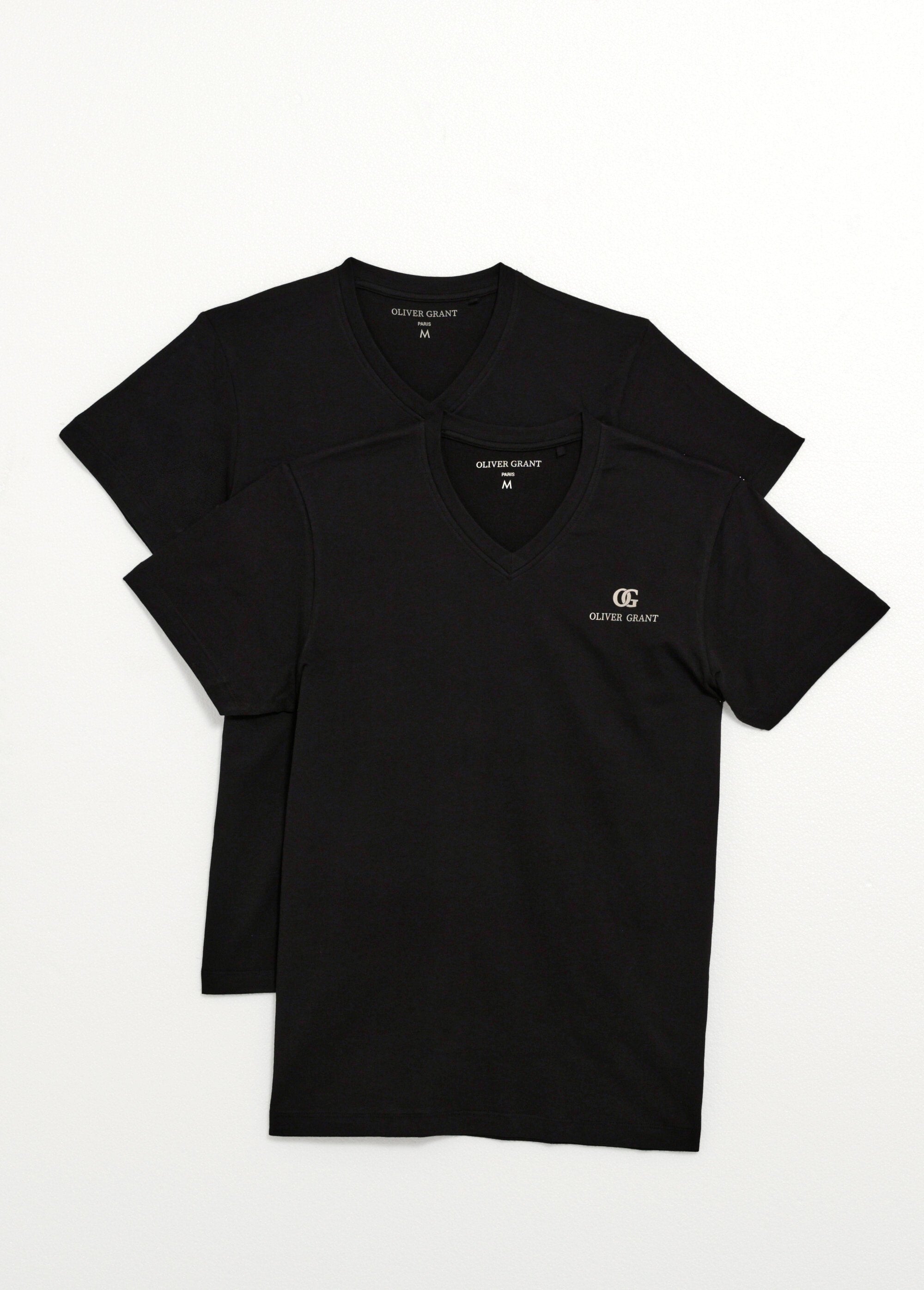 Donkere_V-hals_T-shirts_met_korte_mouwen_Noir_LO1_slim